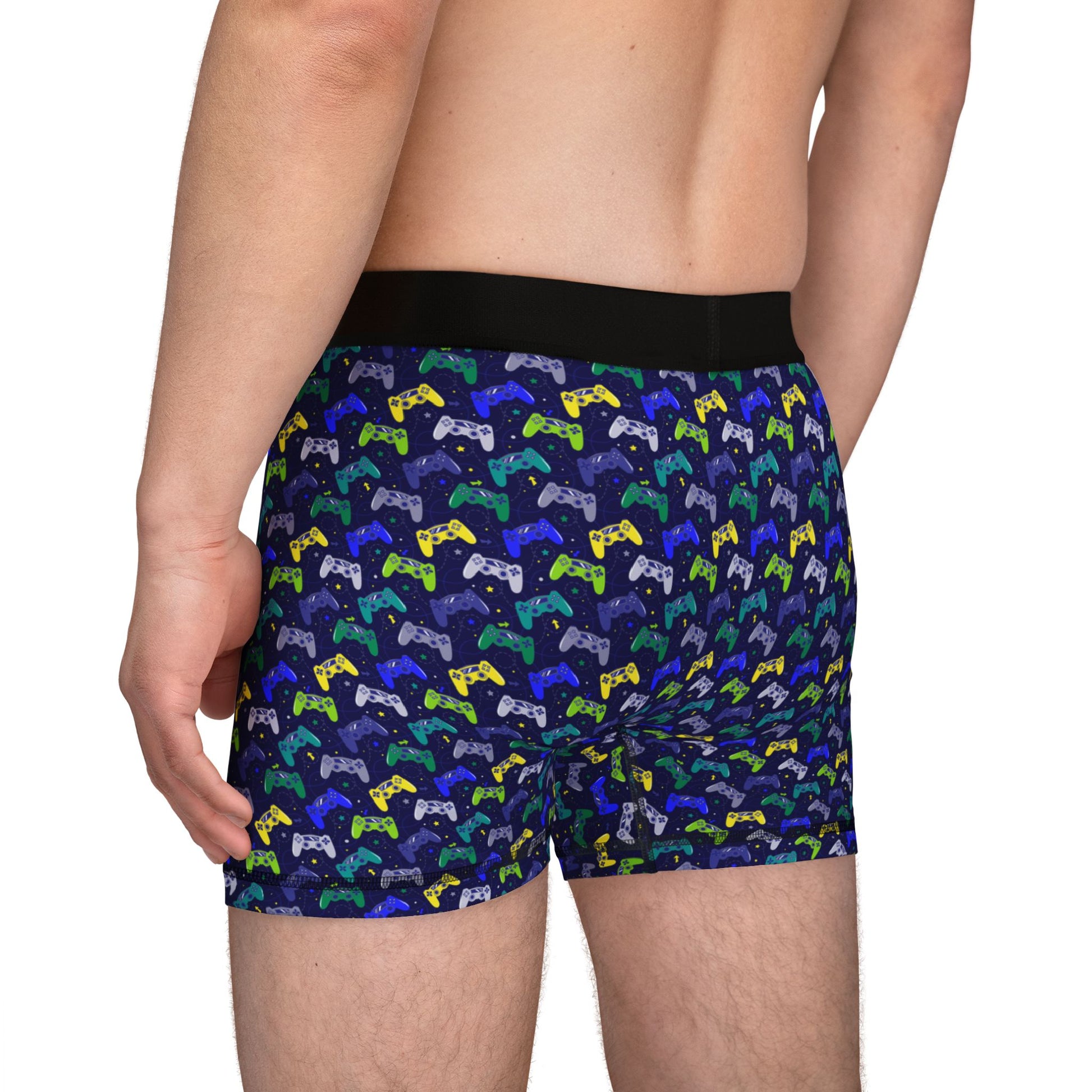 Back view of Gamer Men’s Boxers with all-over controller print pattern.