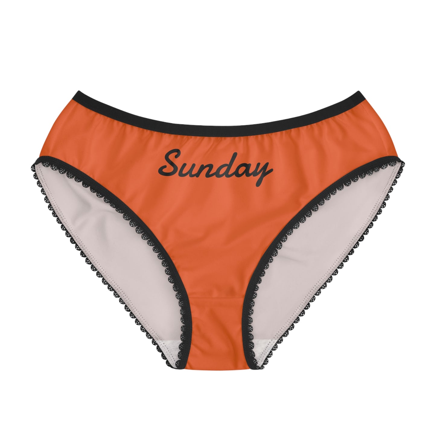orange sunday underwear women black trim briefs front view
