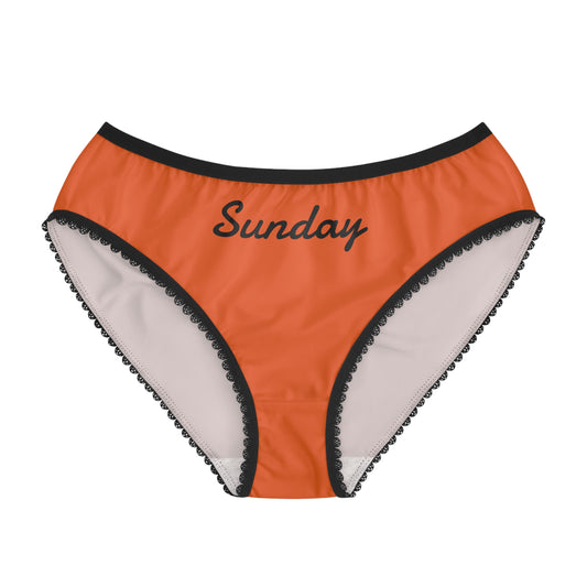 orange sunday underwear women black trim briefs front view
