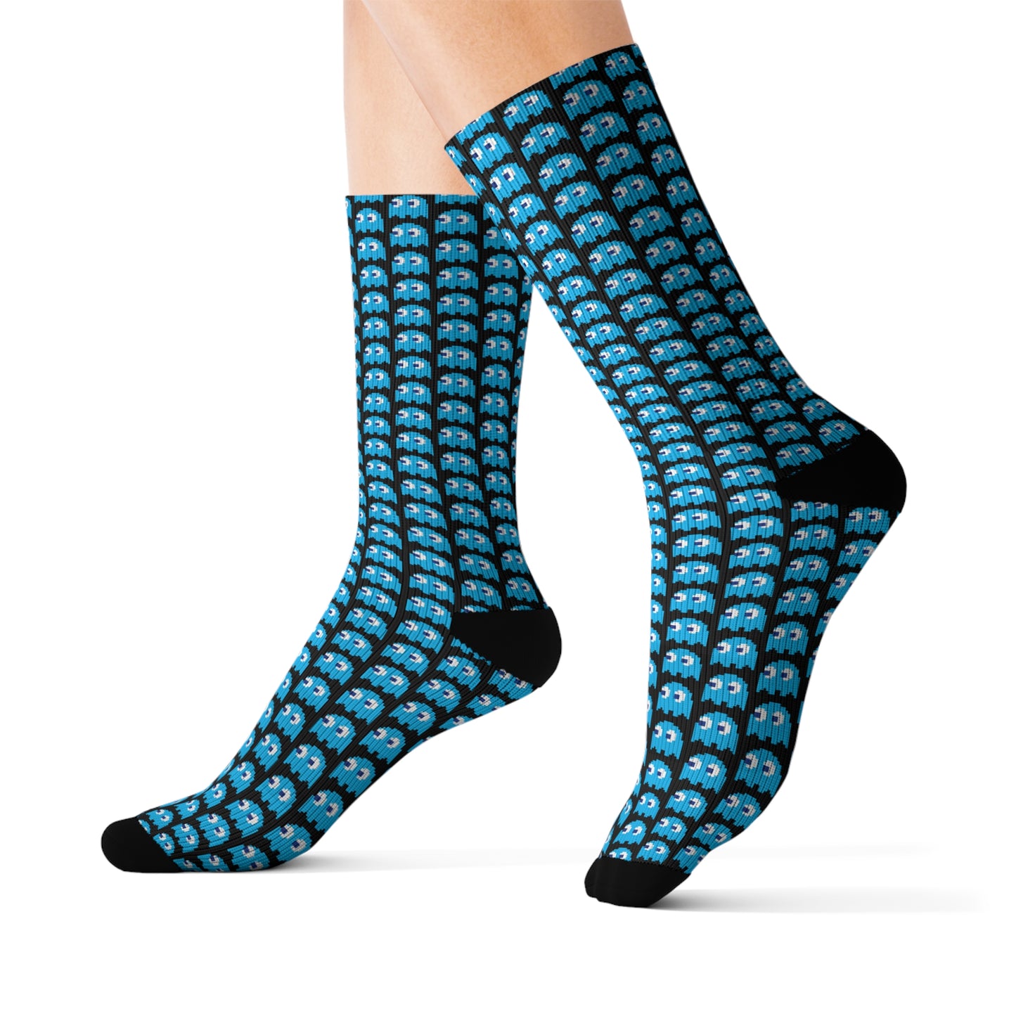 Pac-Man Inky Ghost Crew Socks – Retro Arcade Gamer Socks