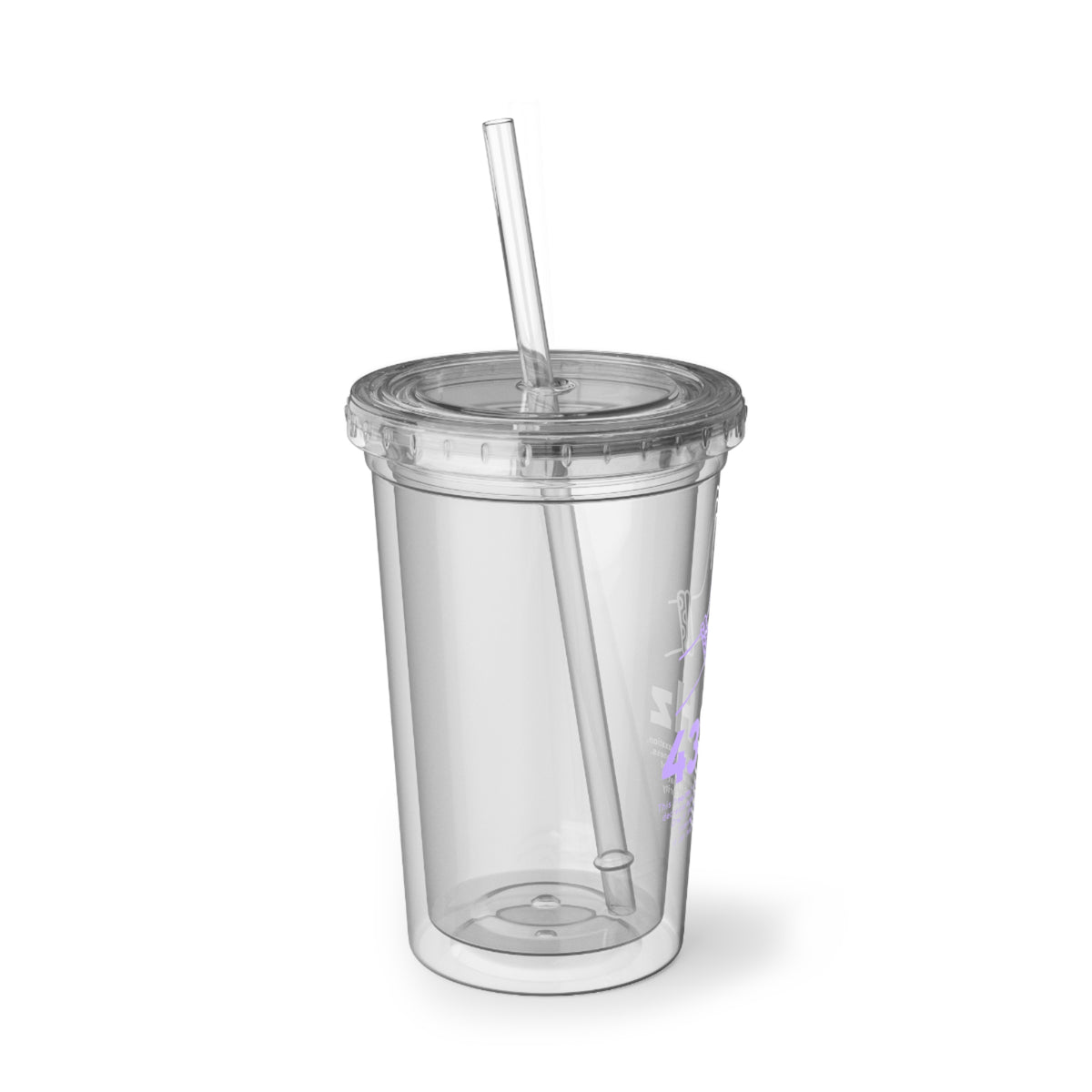 Clear 16 oz 432 Hz double-wall acrylic tumbler with straw