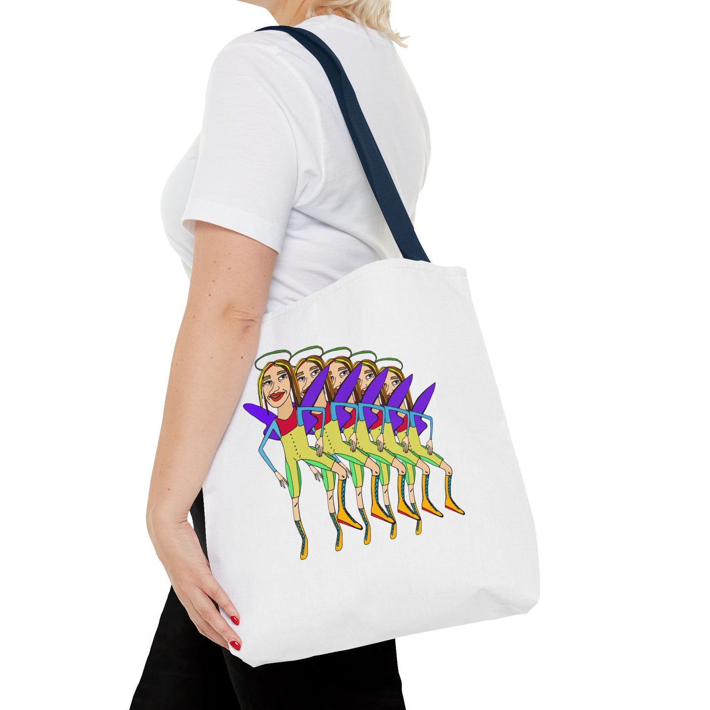 Angelic Sportsy Tote Bag side view showing cotton webbing strap