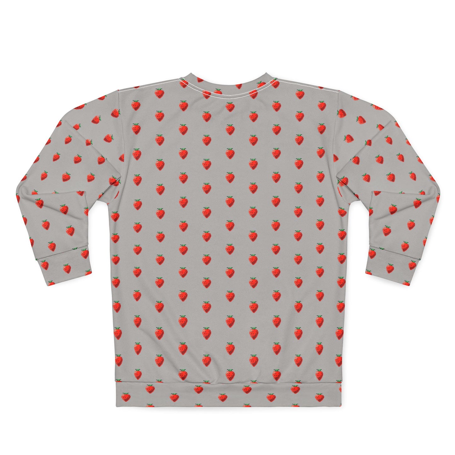 Back view of 8-bit Strawberry Sweatshirt showing full strawberry pattern