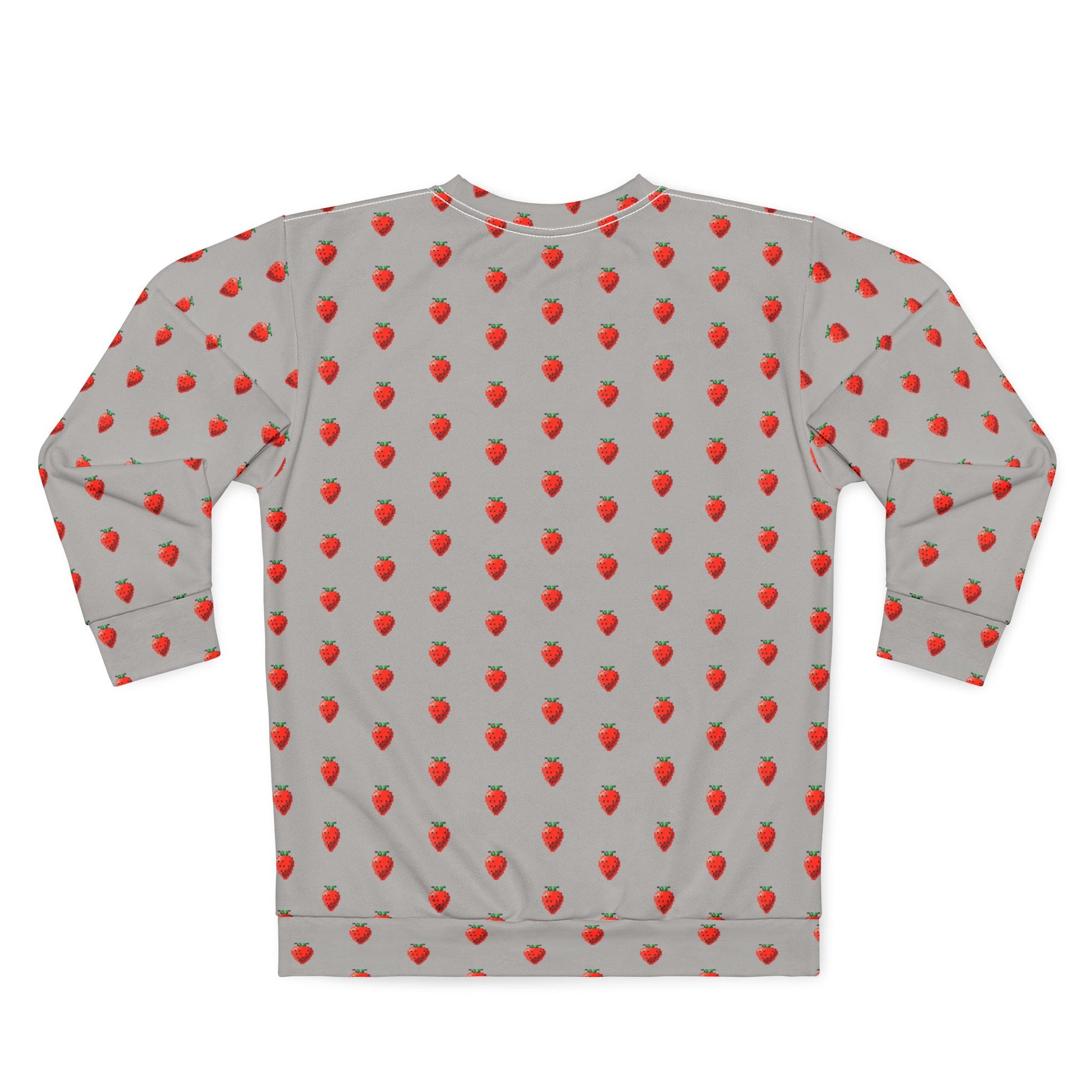 Back view of 8-bit Strawberry Sweatshirt showing full strawberry pattern