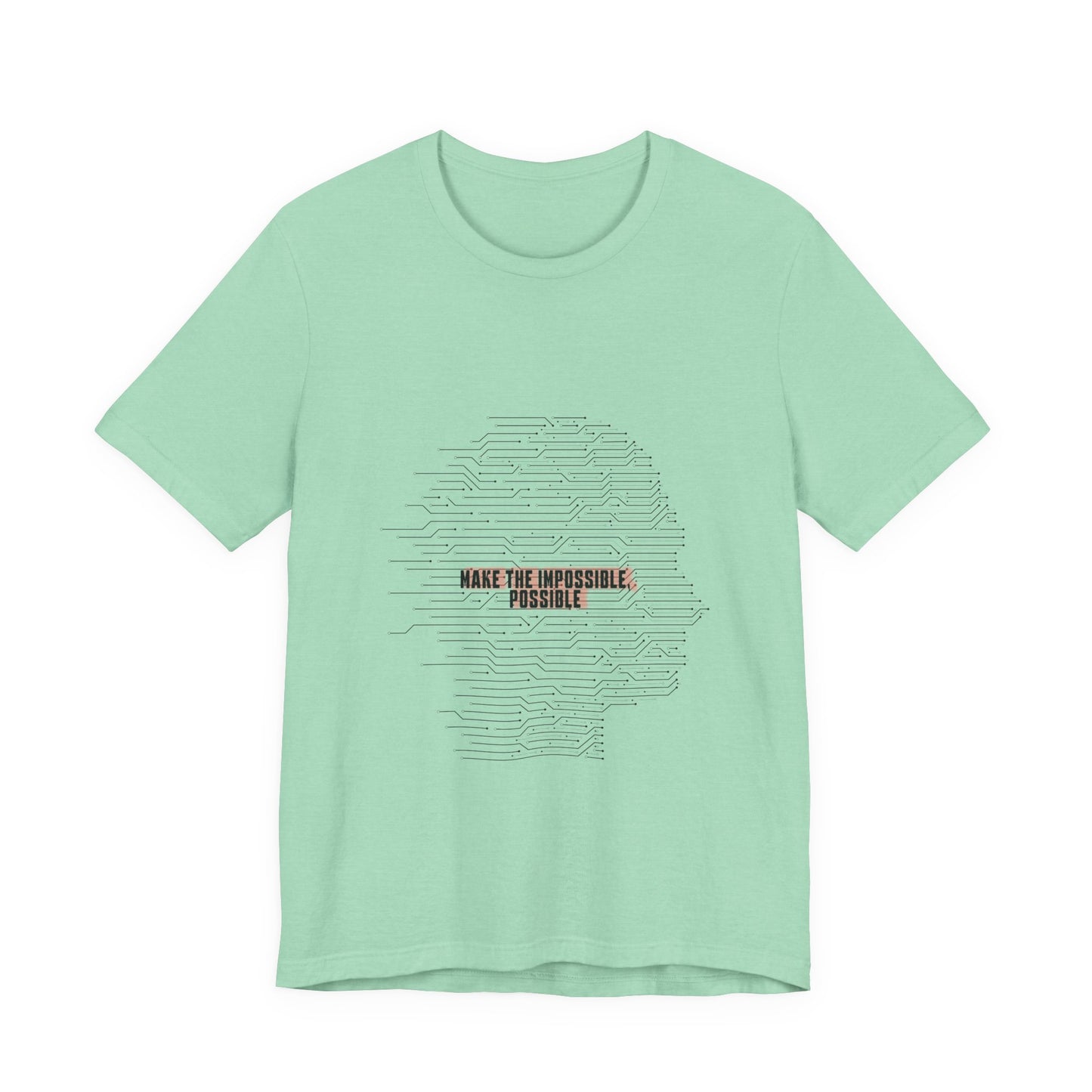Green Make It Possible T-Shirt with motivational text front design.