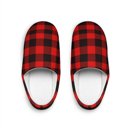 Red and Black Plaid Men's Slippers