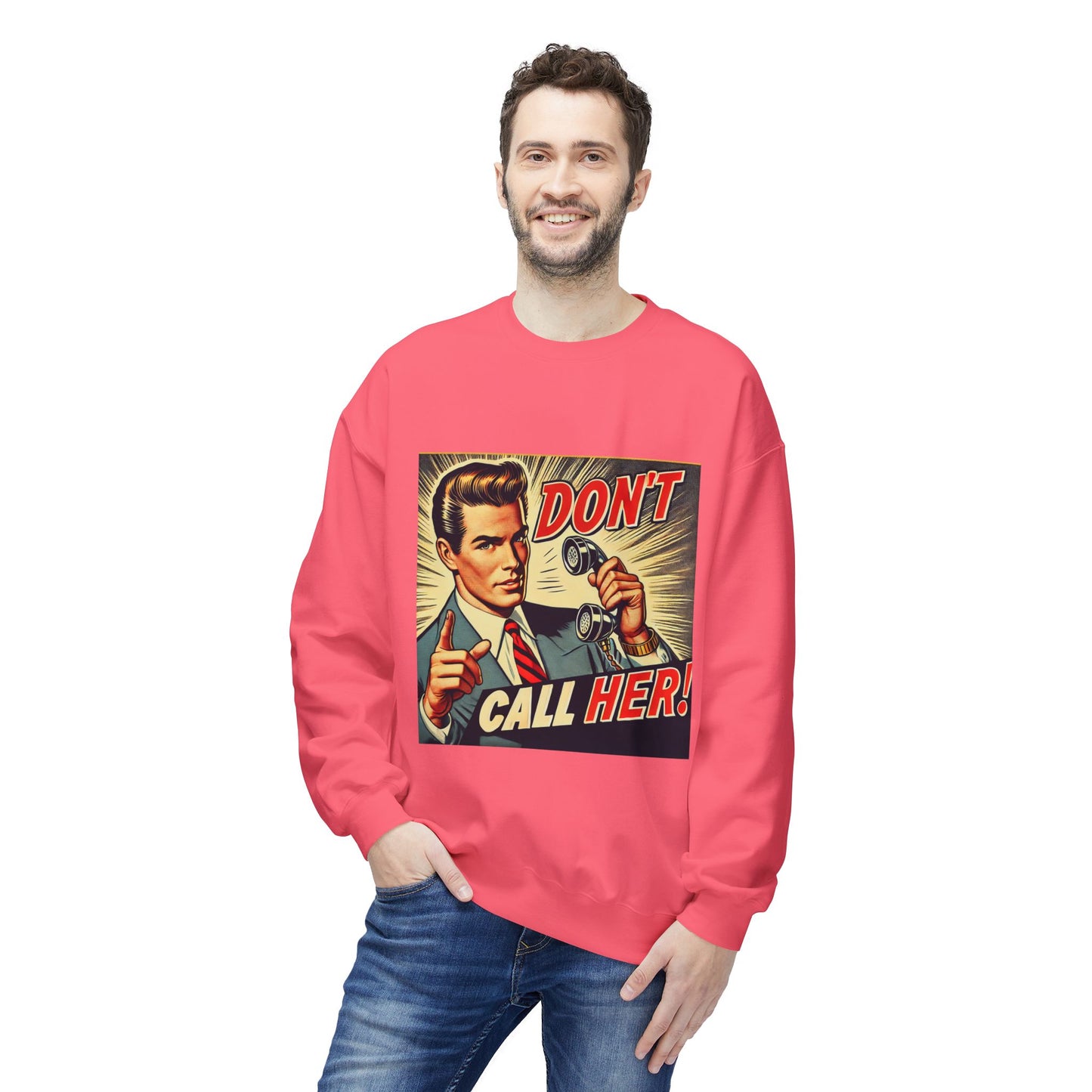 Dont Call Her Retro Pop Art Unisex Sweatshirt in pink lemonade, flat product image