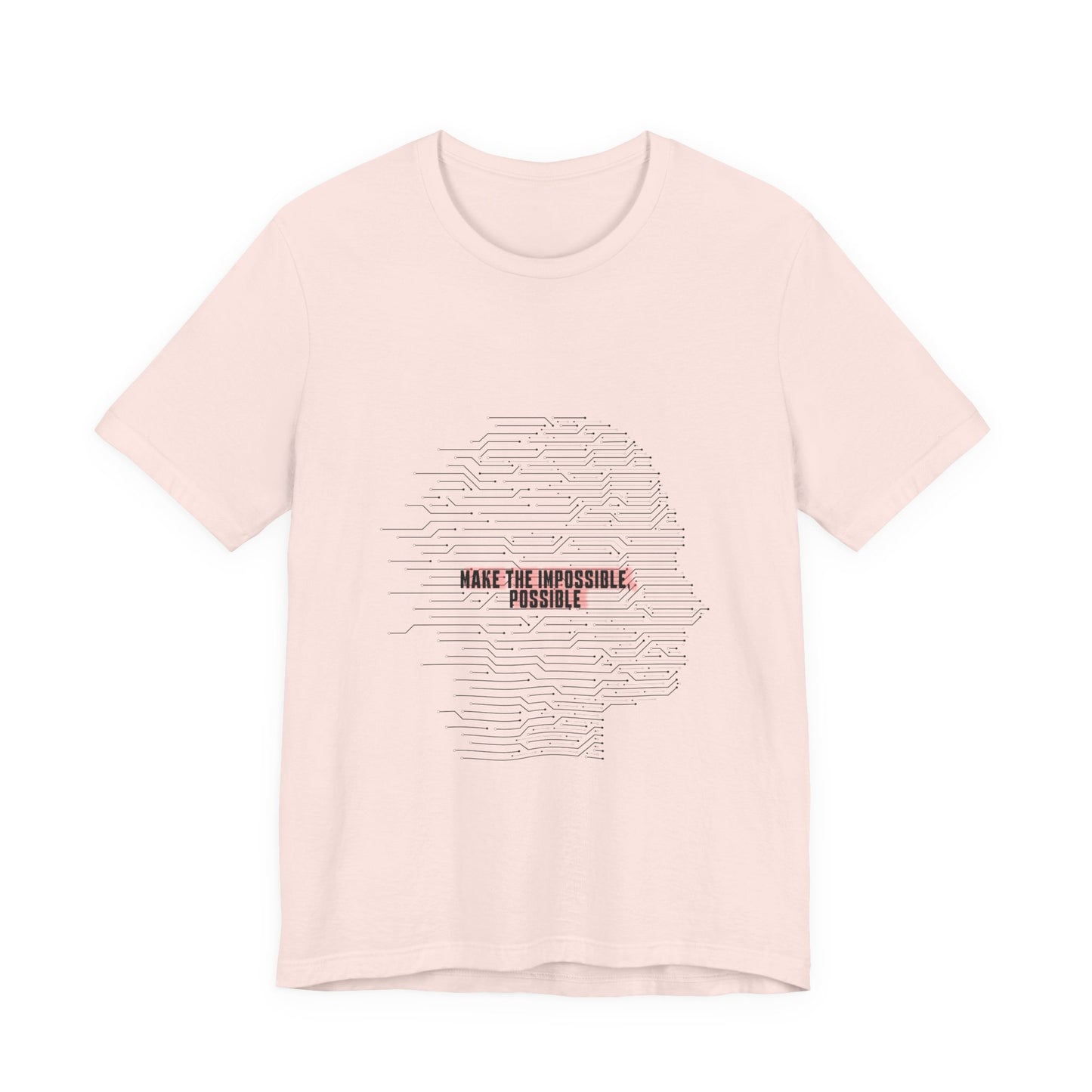 Make It Possible T-Shirt in pastel pink with empowering message design.