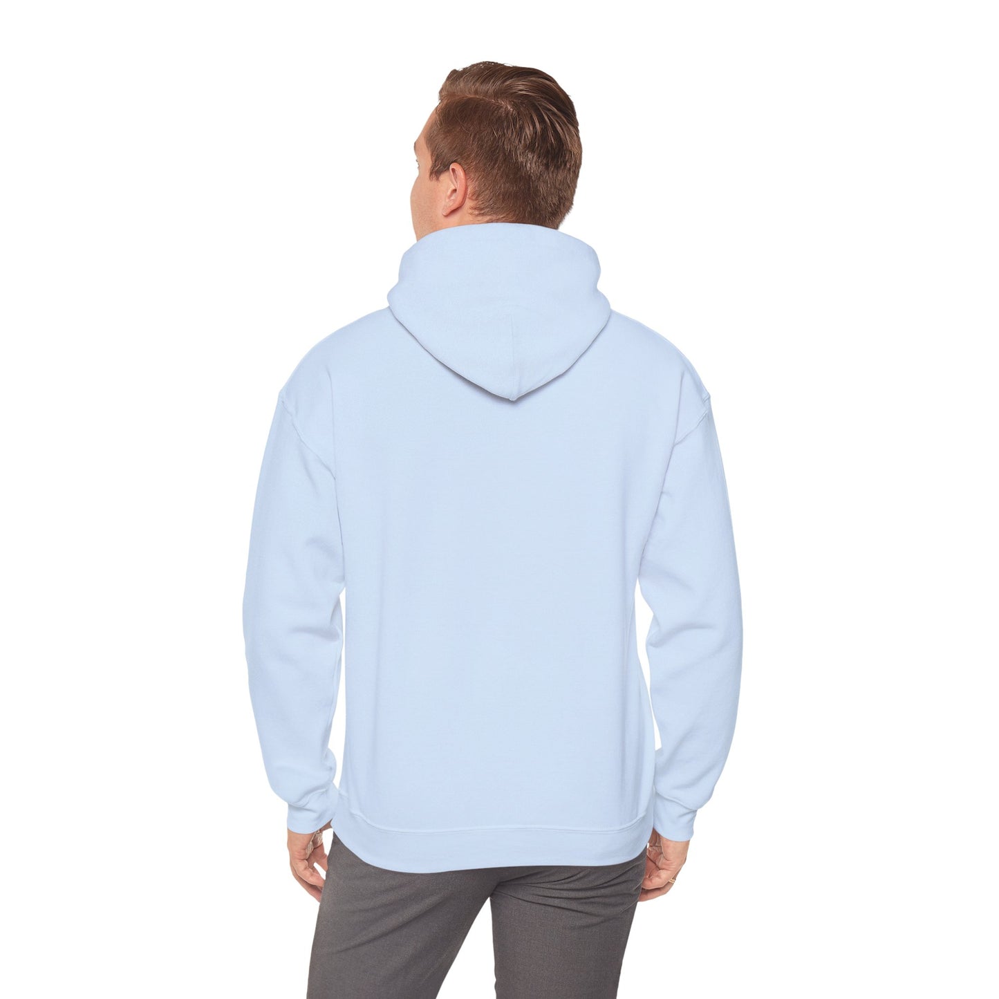 Arcade Zebra Hooded Sweatshirt – Retro Gaming Pixel Hoodie in light blue back view