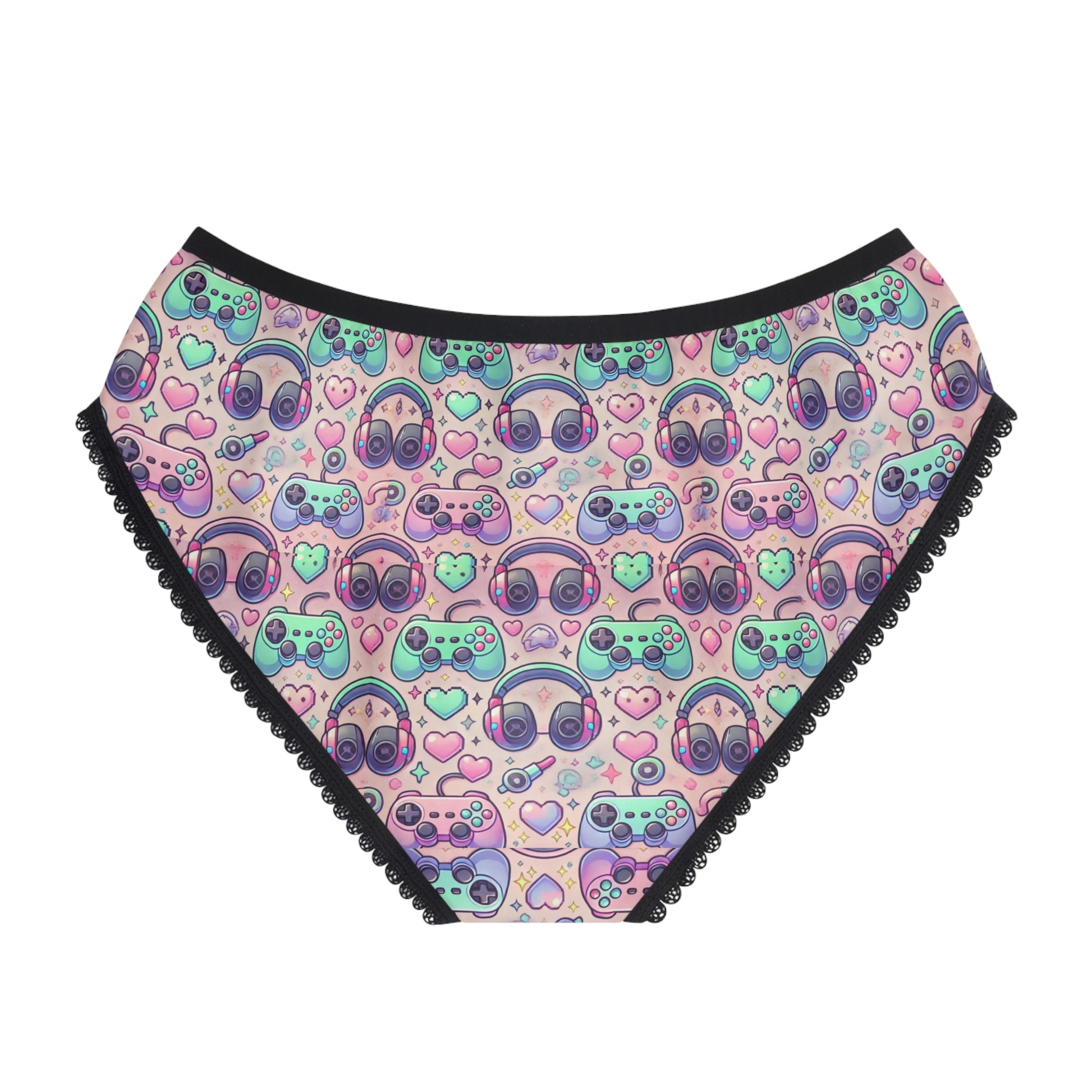 gamer girl panties retro gaming print, back view