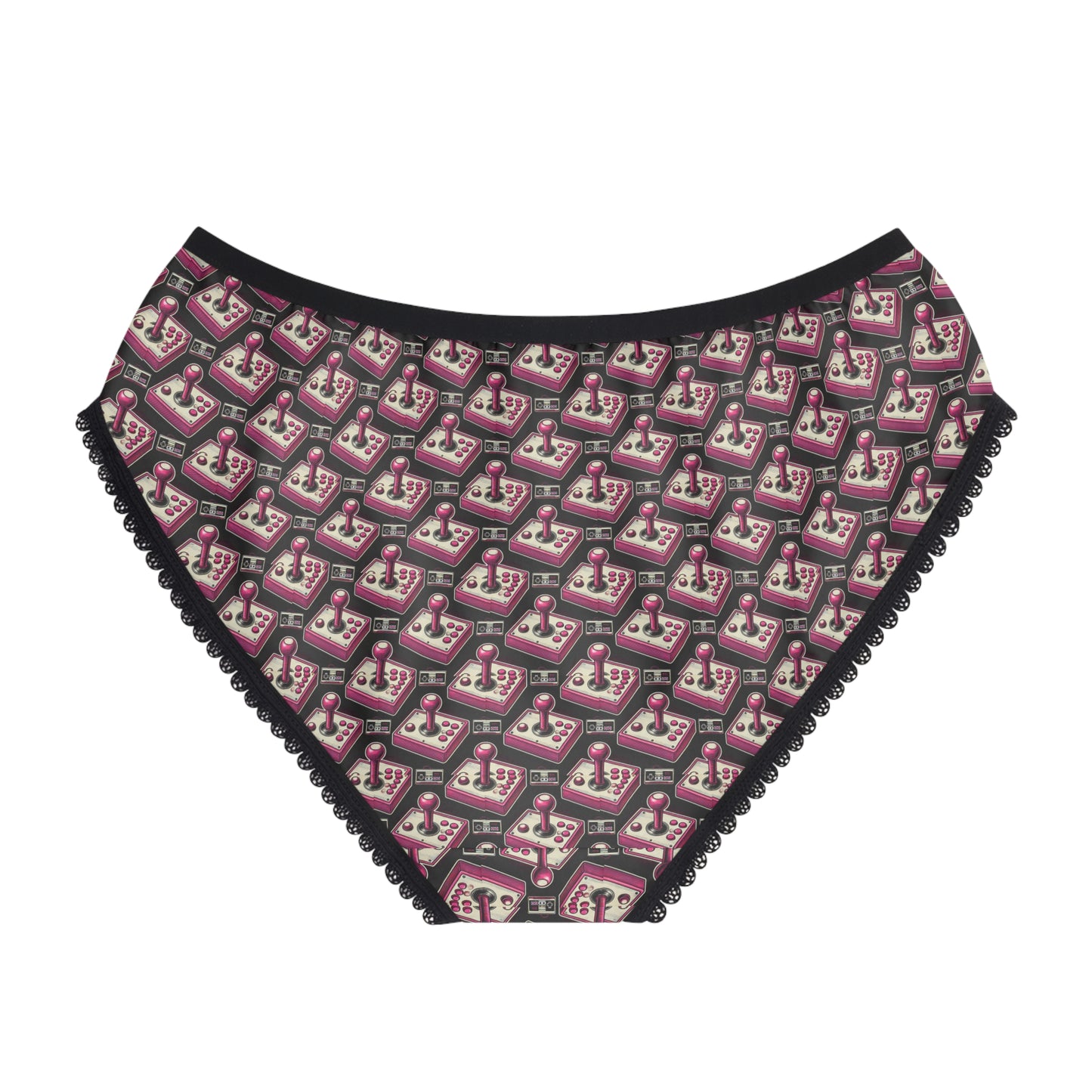 gamer girl panties joystick print retro arcade design, back view