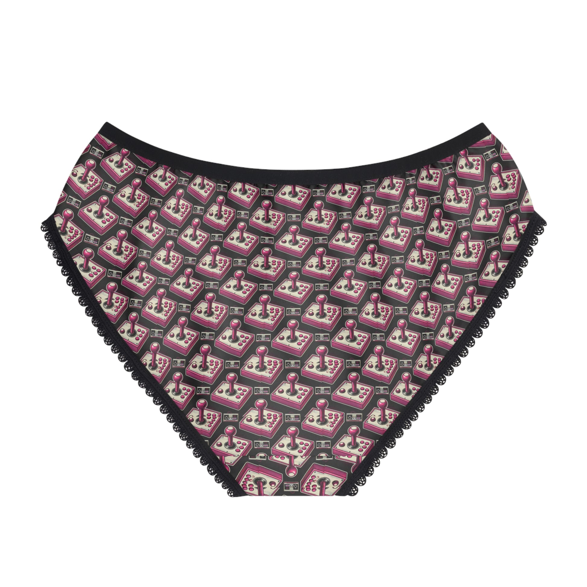 gamer girl panties joystick print retro arcade design, back view