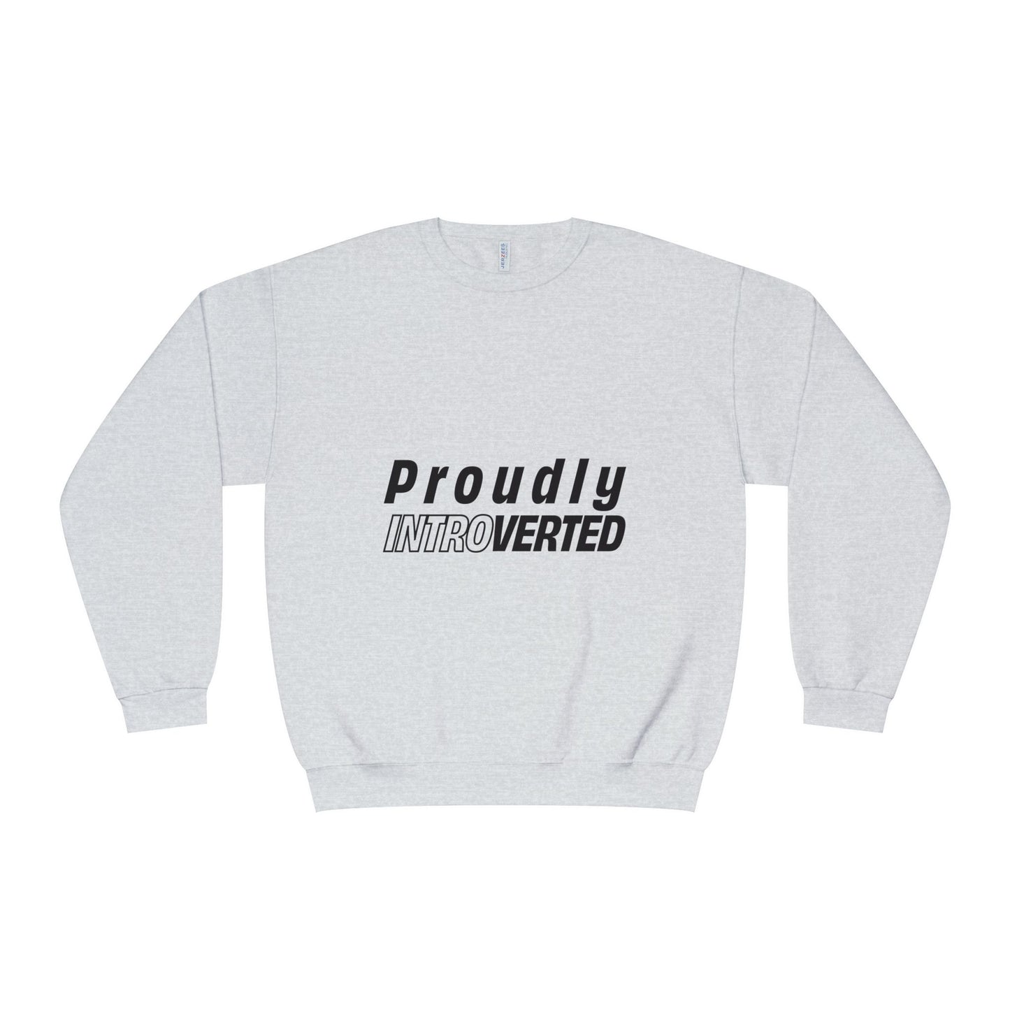 Grey Proudly Introverted Sweatshirt folded flat, logo clearly visible