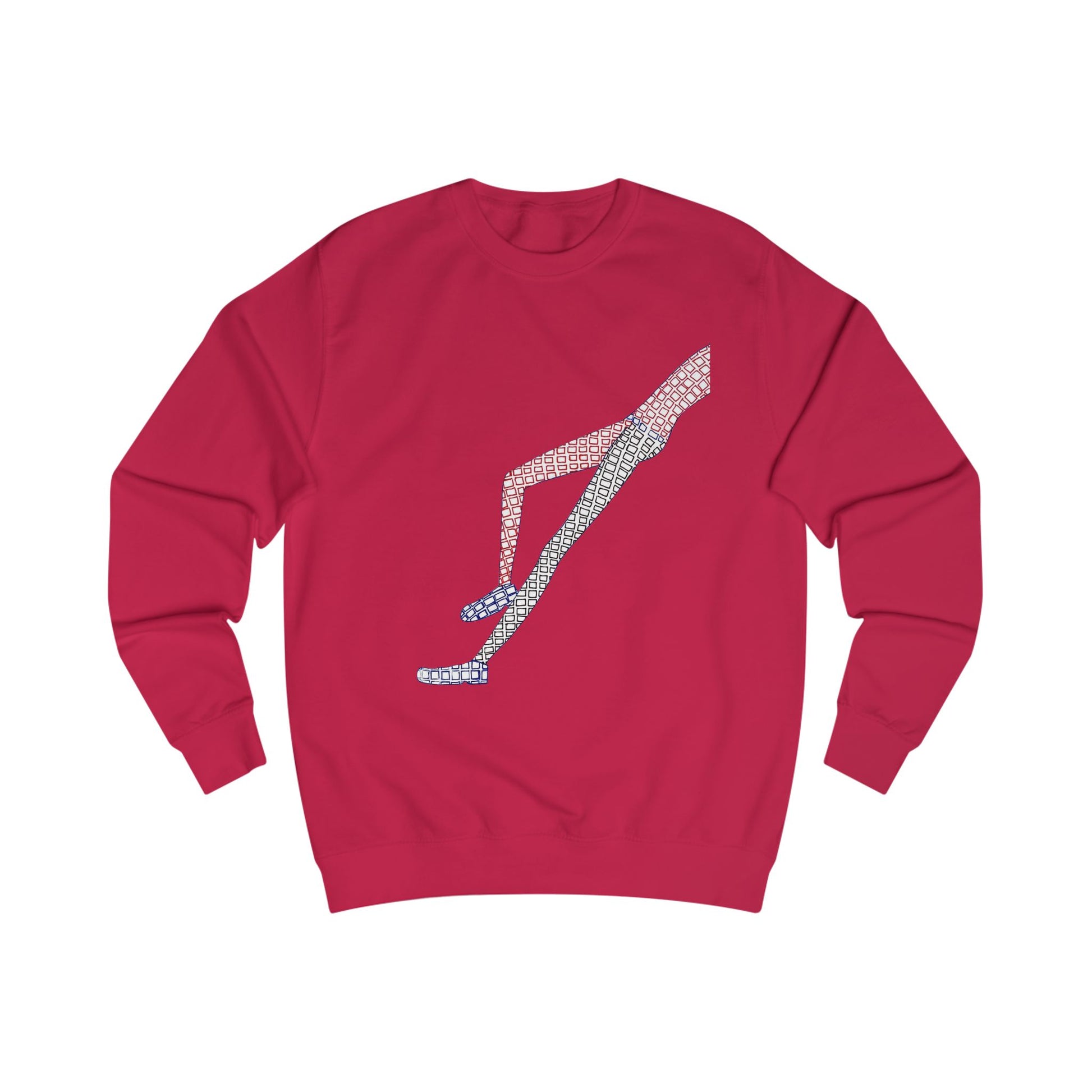 Red Shapes in Shapes Sweatshirt with hand-drawn artwork front view