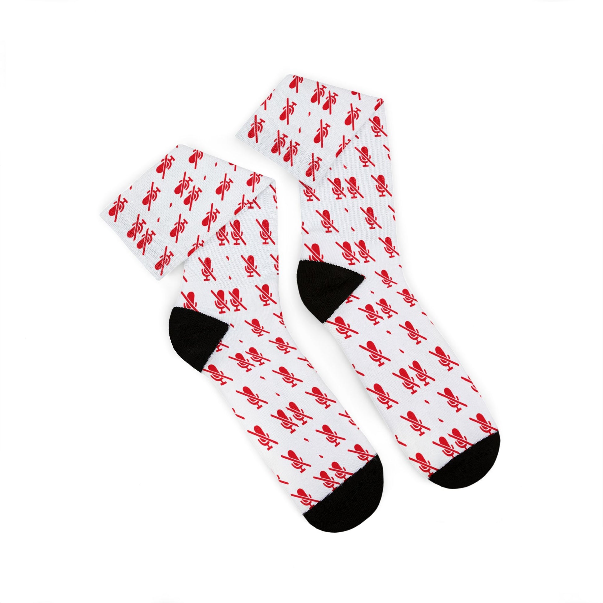 mic off socks white with red pattern folded pair product view