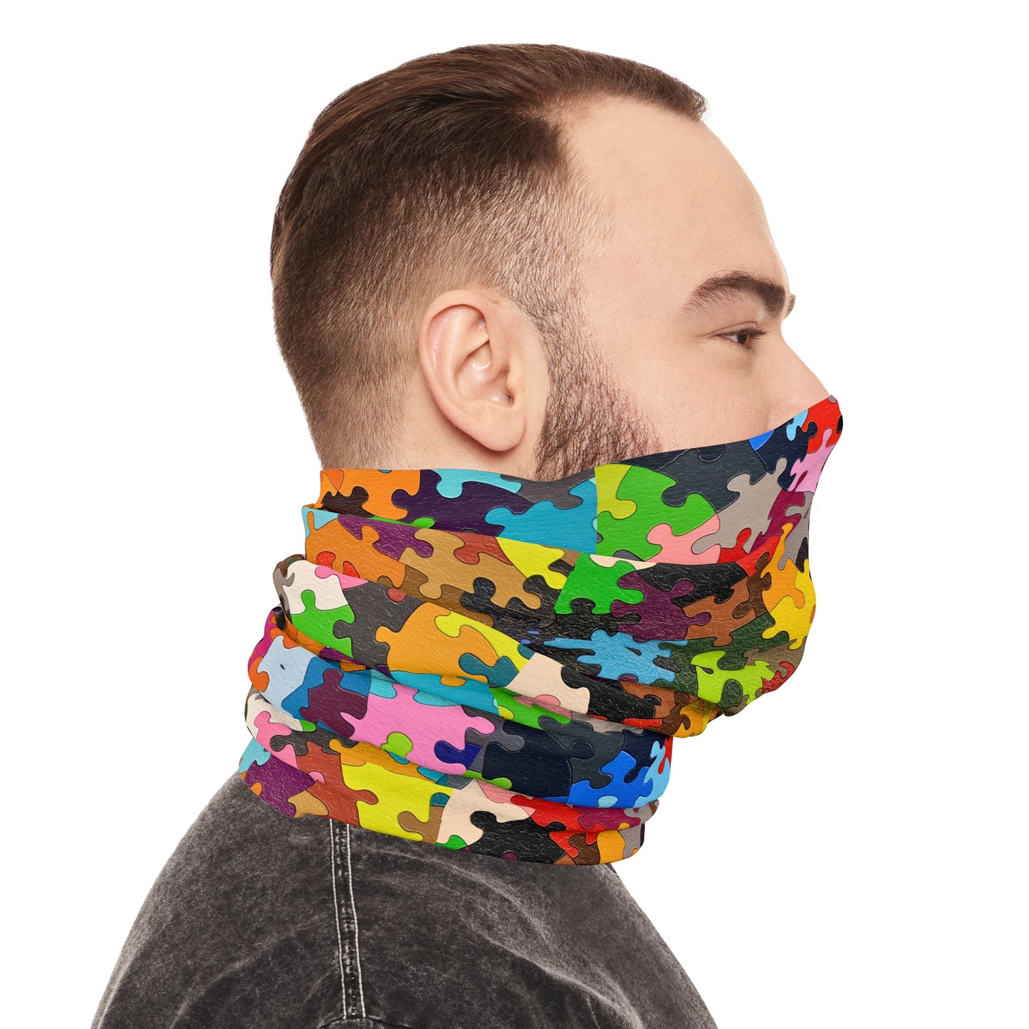 Tube Scarf - Multicolored Puzzle Design