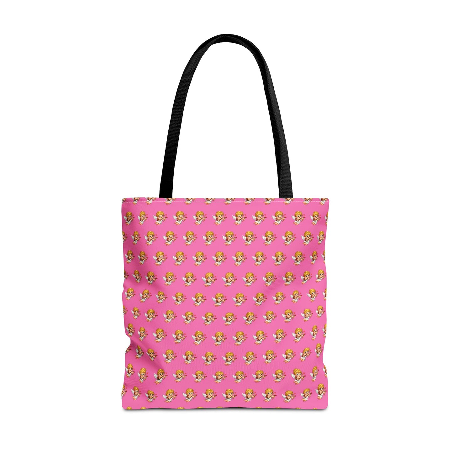 Cupid Tote Bag angled view highlighting illustrated Cupid artwork