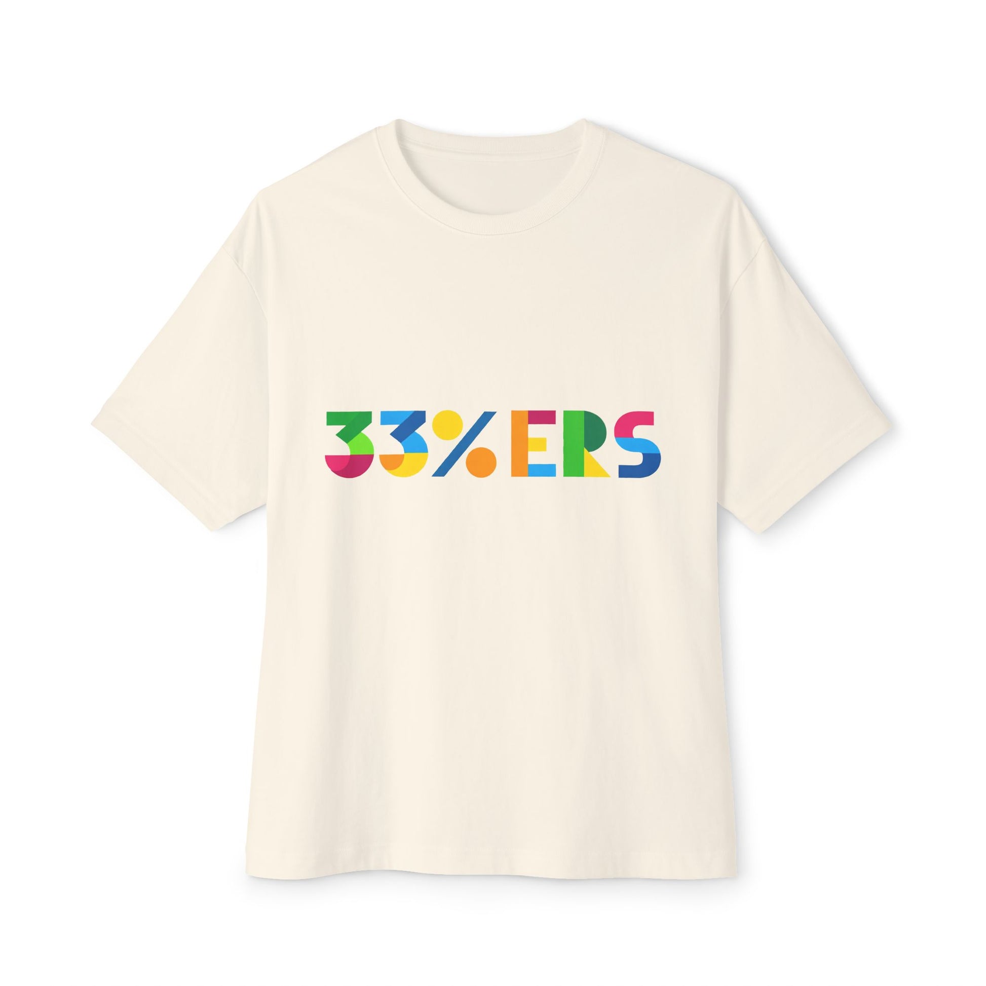 33%ers cream graphic t-shirt unisex boxy fit colorful design cotton tee