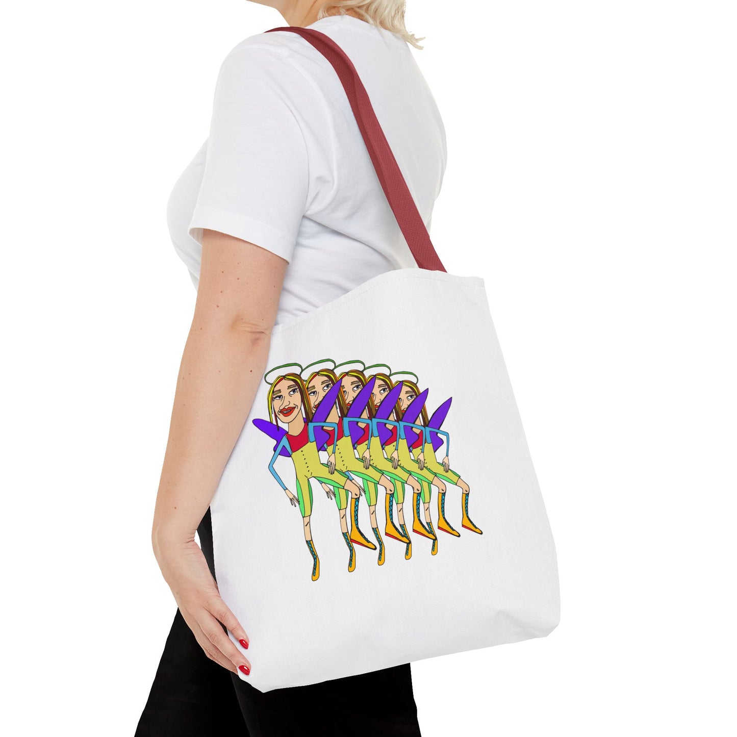 Angelic Sportsy Tote Bag lifestyle shoulder carry angle