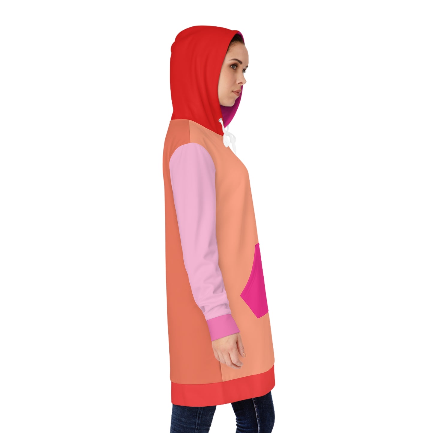 Pink & Orange Women's Hoodie Dress