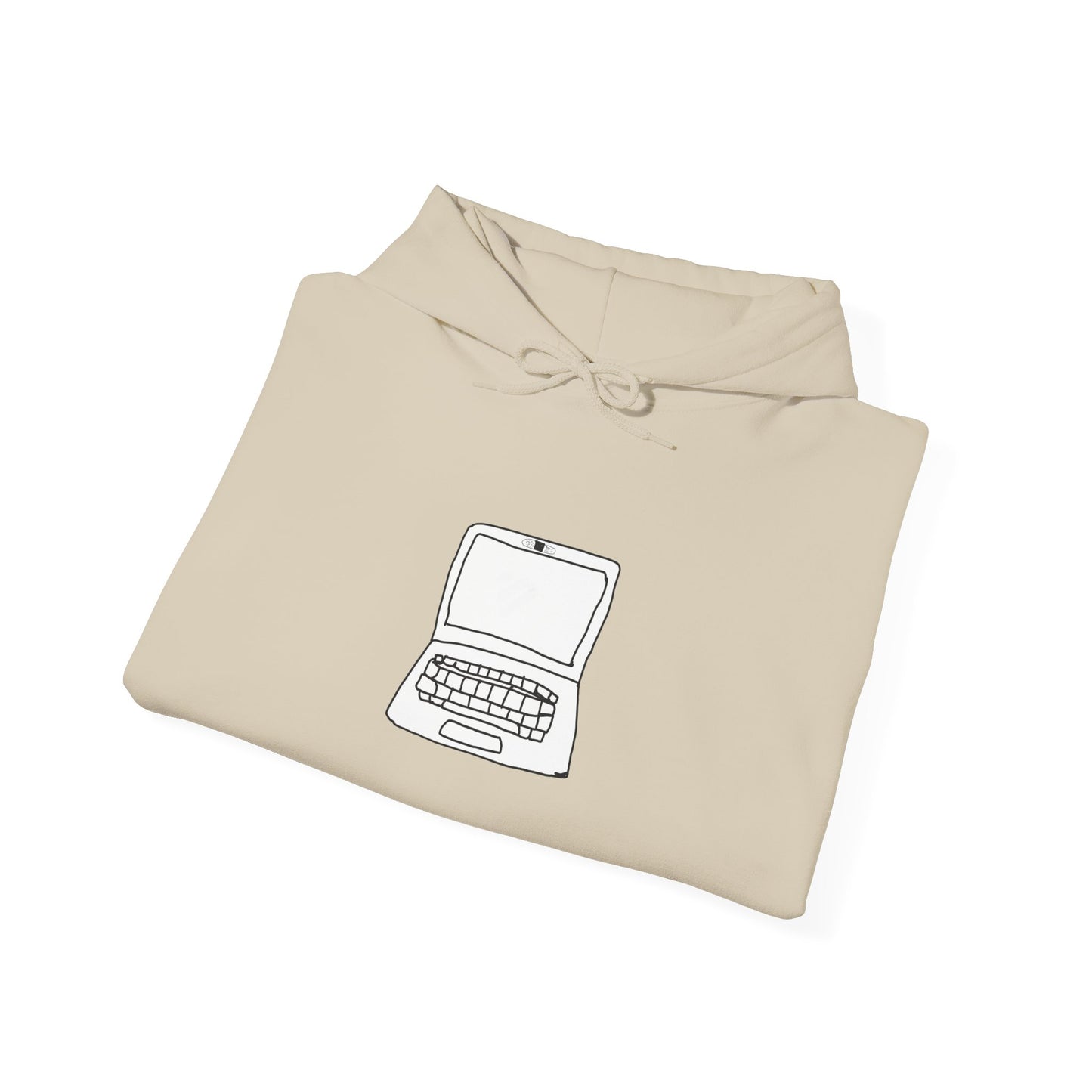 Beige Unisex Laptop No Cam Hoodie folded flat