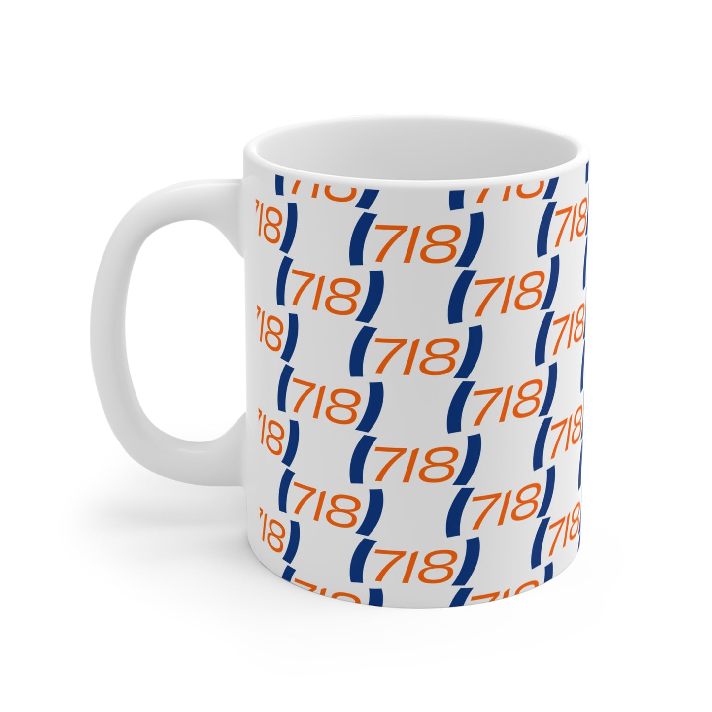718 New York coffee mug side view ceramic cup NYC area code design minimalist mug