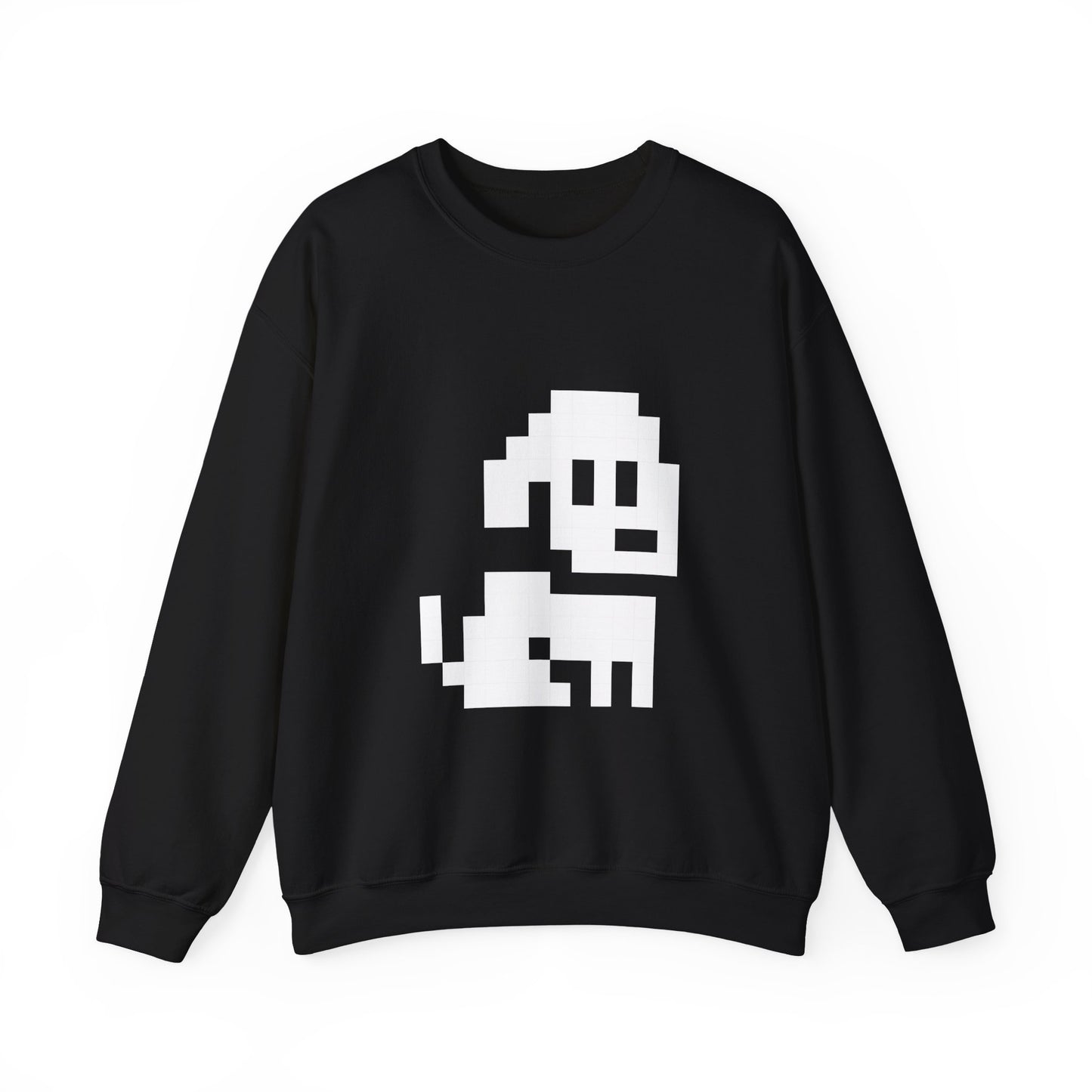 Pixel Dog Unisex Sweatshirt flat lay in black