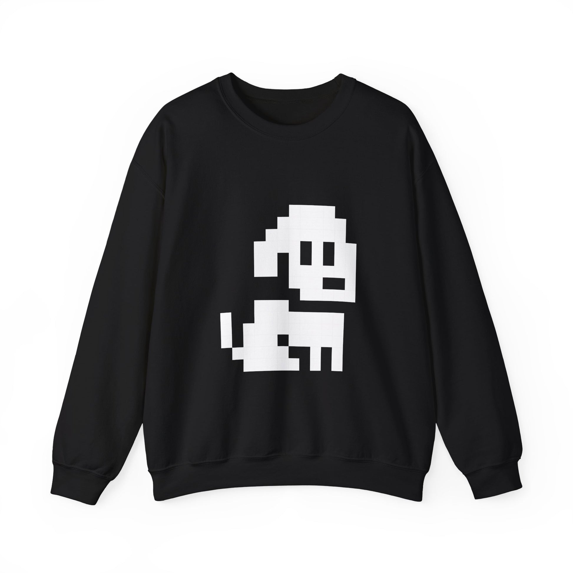 Pixel Dog Unisex Sweatshirt flat lay in black