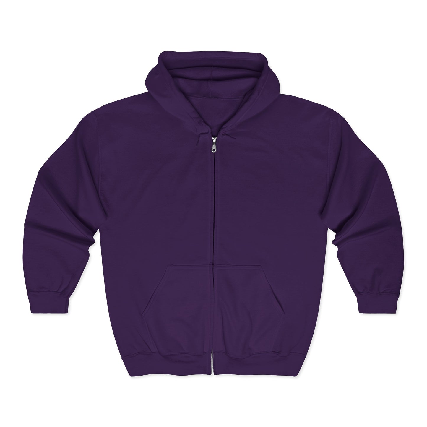 Front of purple Pixel Mouse Zip Hoodie with full zipper and adjustable hood.