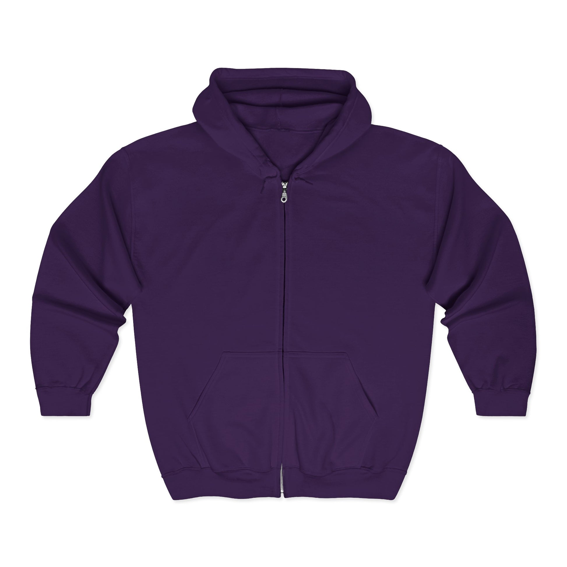 Front of purple Pixel Mouse Zip Hoodie with full zipper and adjustable hood.