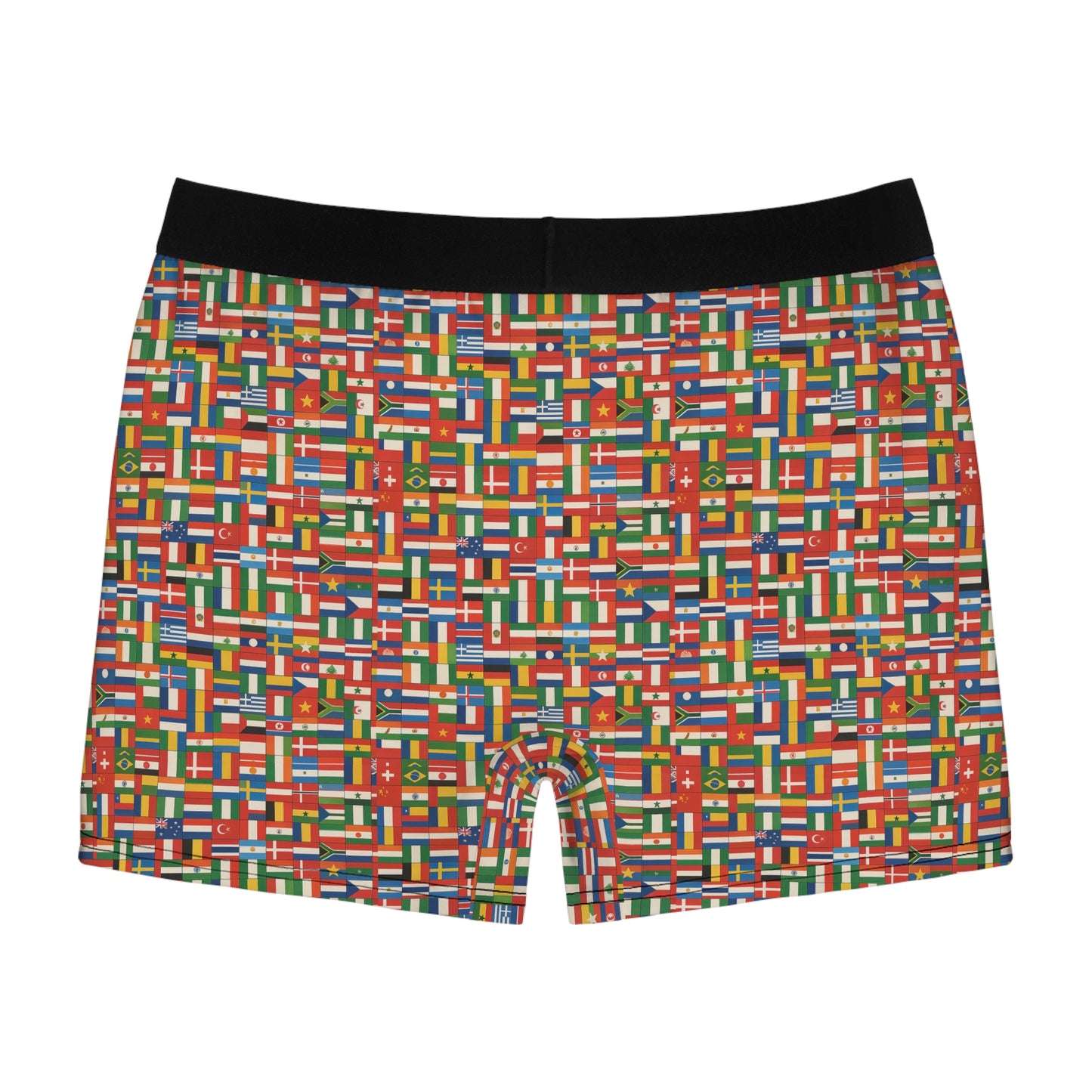 mens boxer briefs global flags pattern flat lay international print underwear
