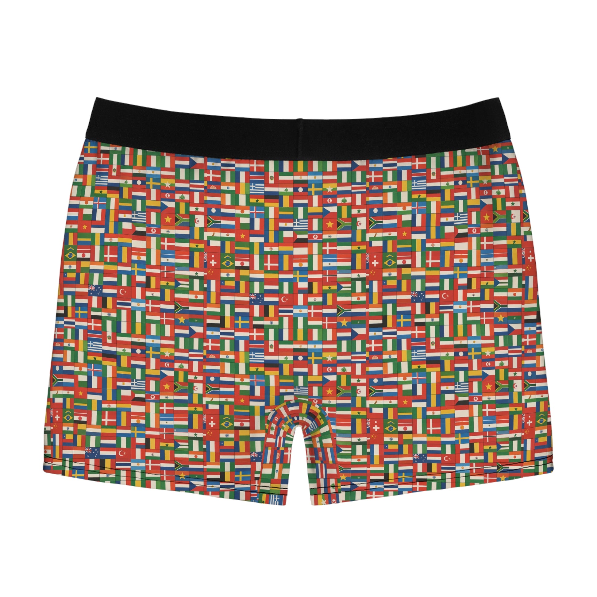 mens boxer briefs global flags pattern flat lay international print underwear
