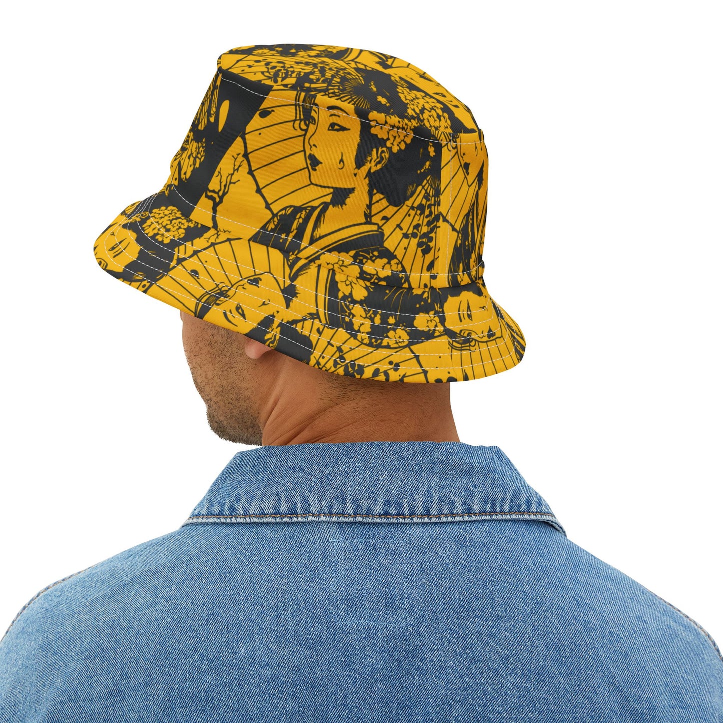 Back view of Geisha Bucket Hat showing full design wrap