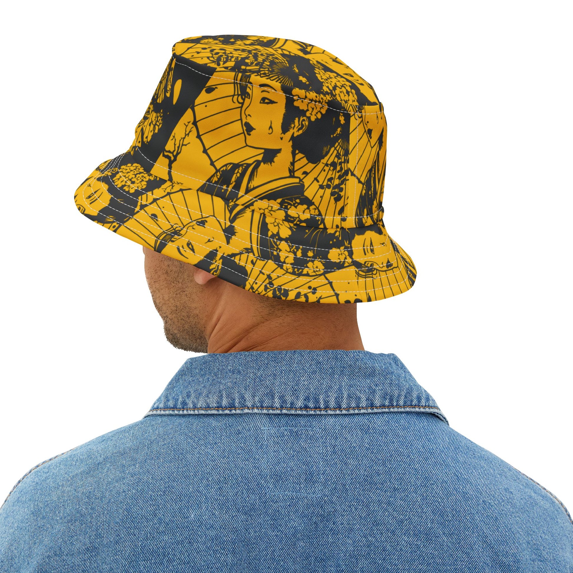 Back view of Geisha Bucket Hat showing full design wrap