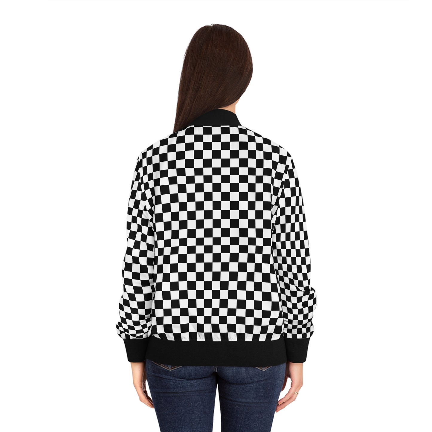 Chess Pattern Bomber Jacket