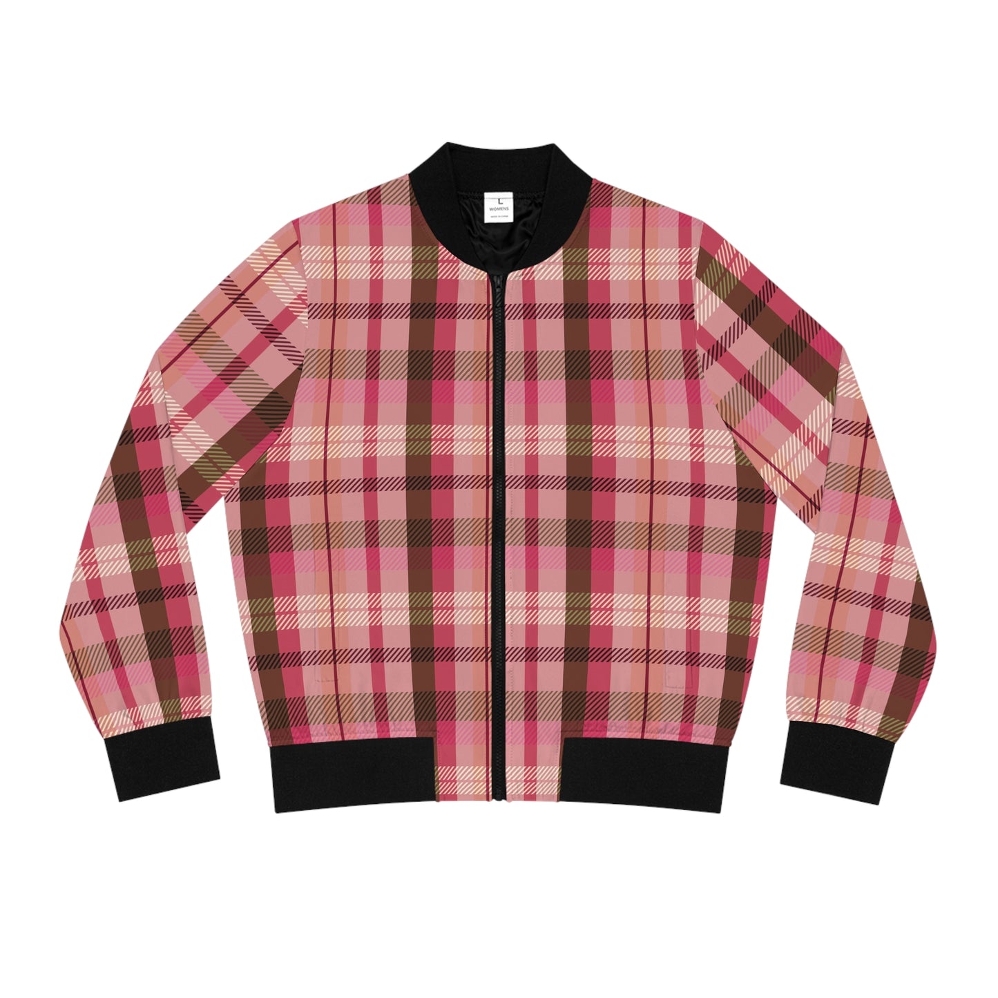 Bomber Jacket - Pink Plaid Print