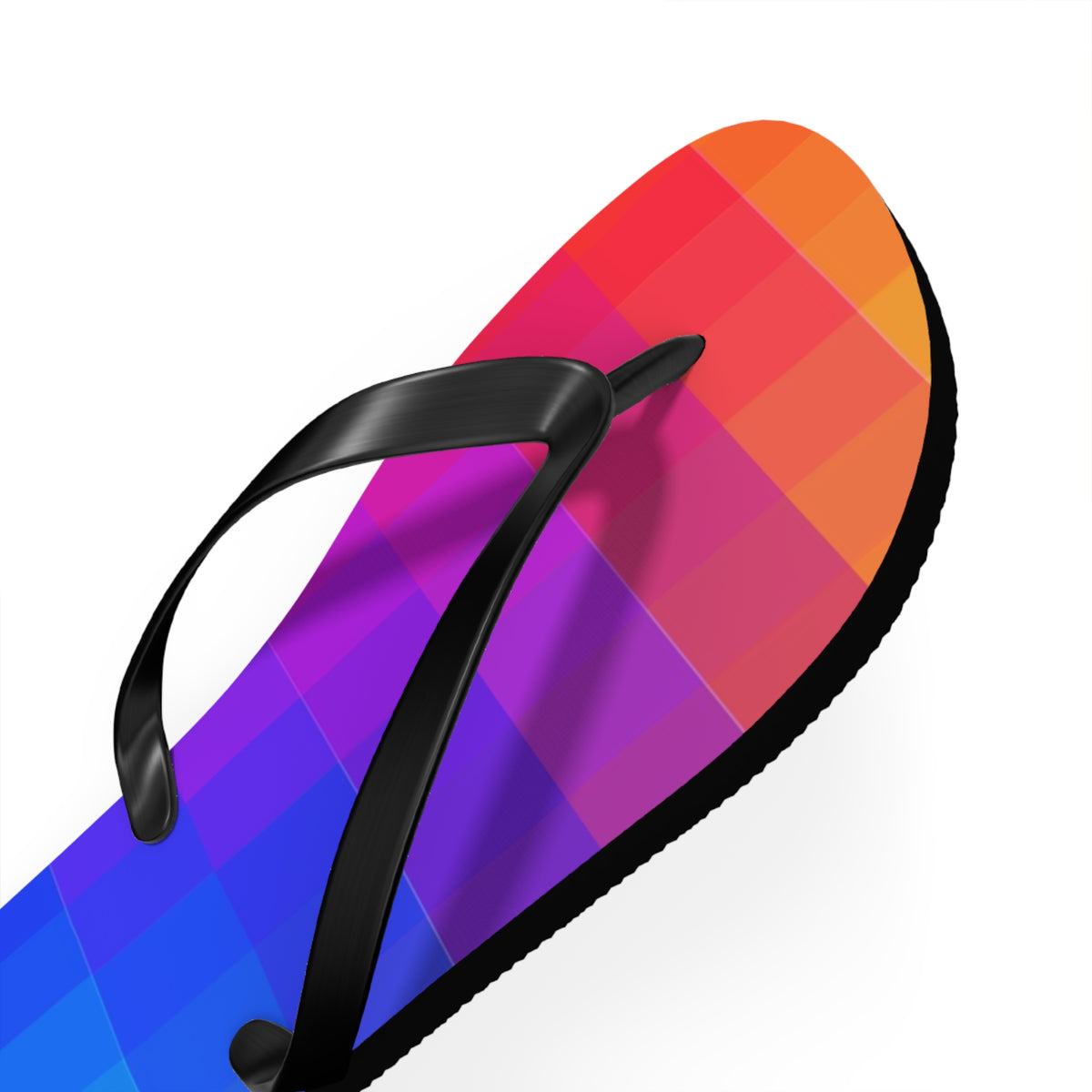 colorful pixelated flip flops angled view vibrant 8-bit rainbow summer sandals