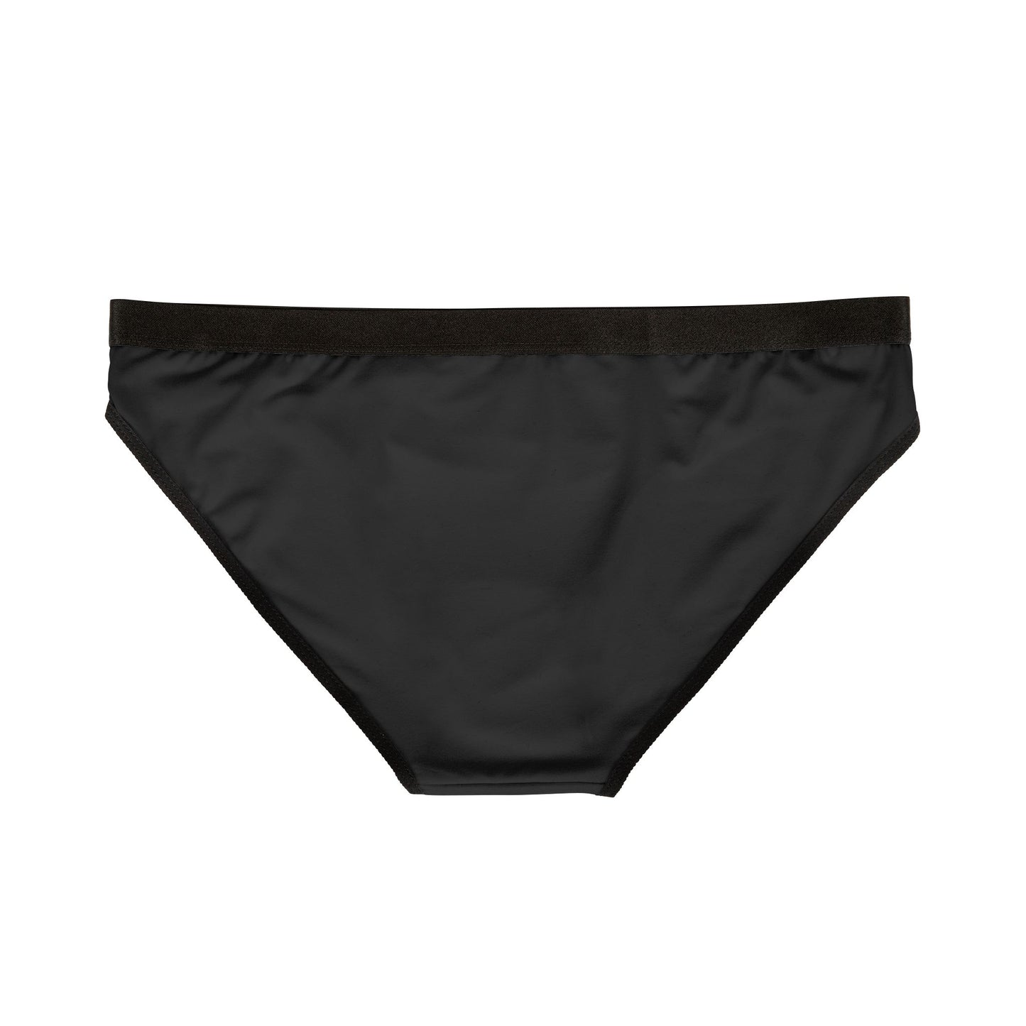 Back view of black Saturday Panty laid flat showing solid black fabric with matching black waistband