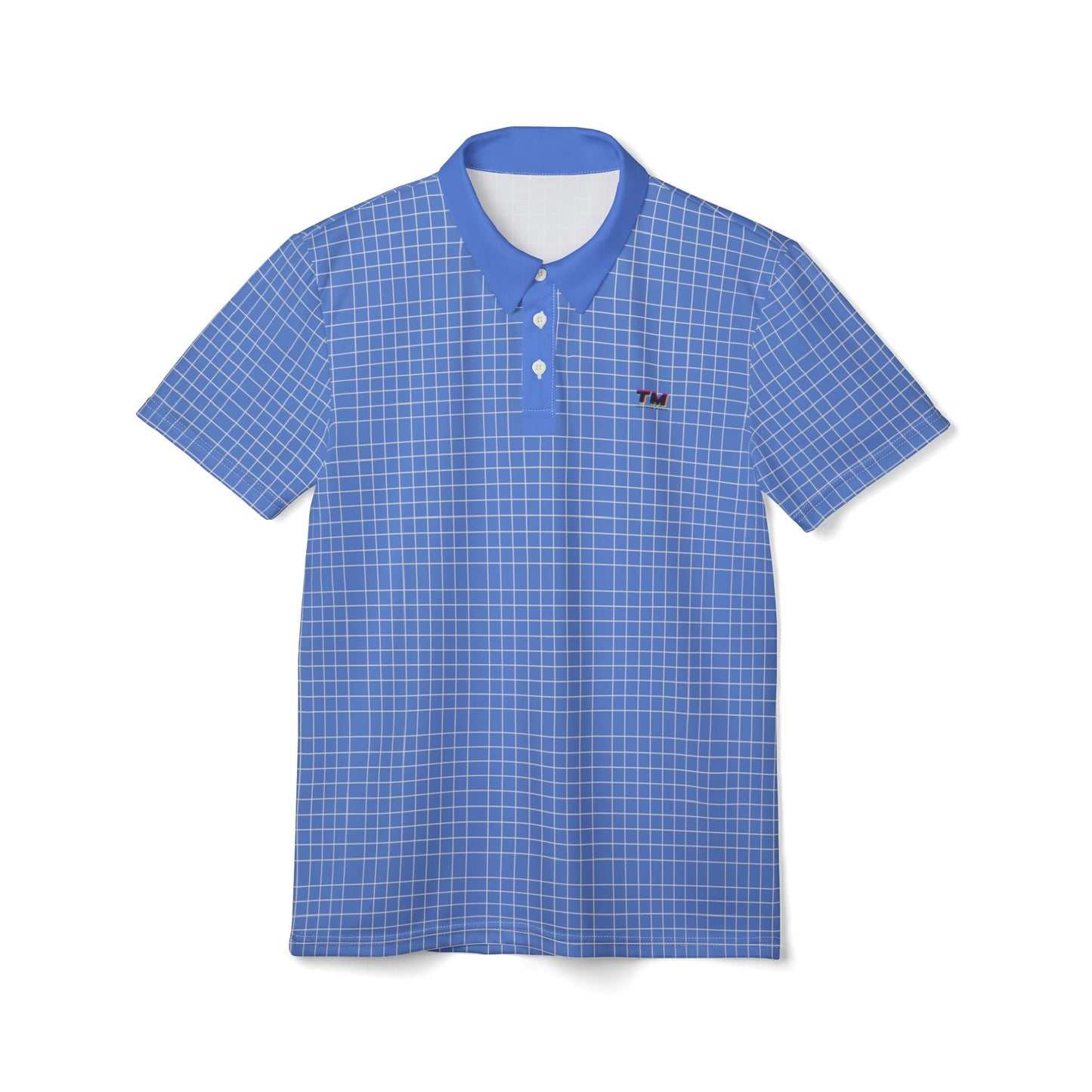 Blue Grid Unisex Polo Shirt