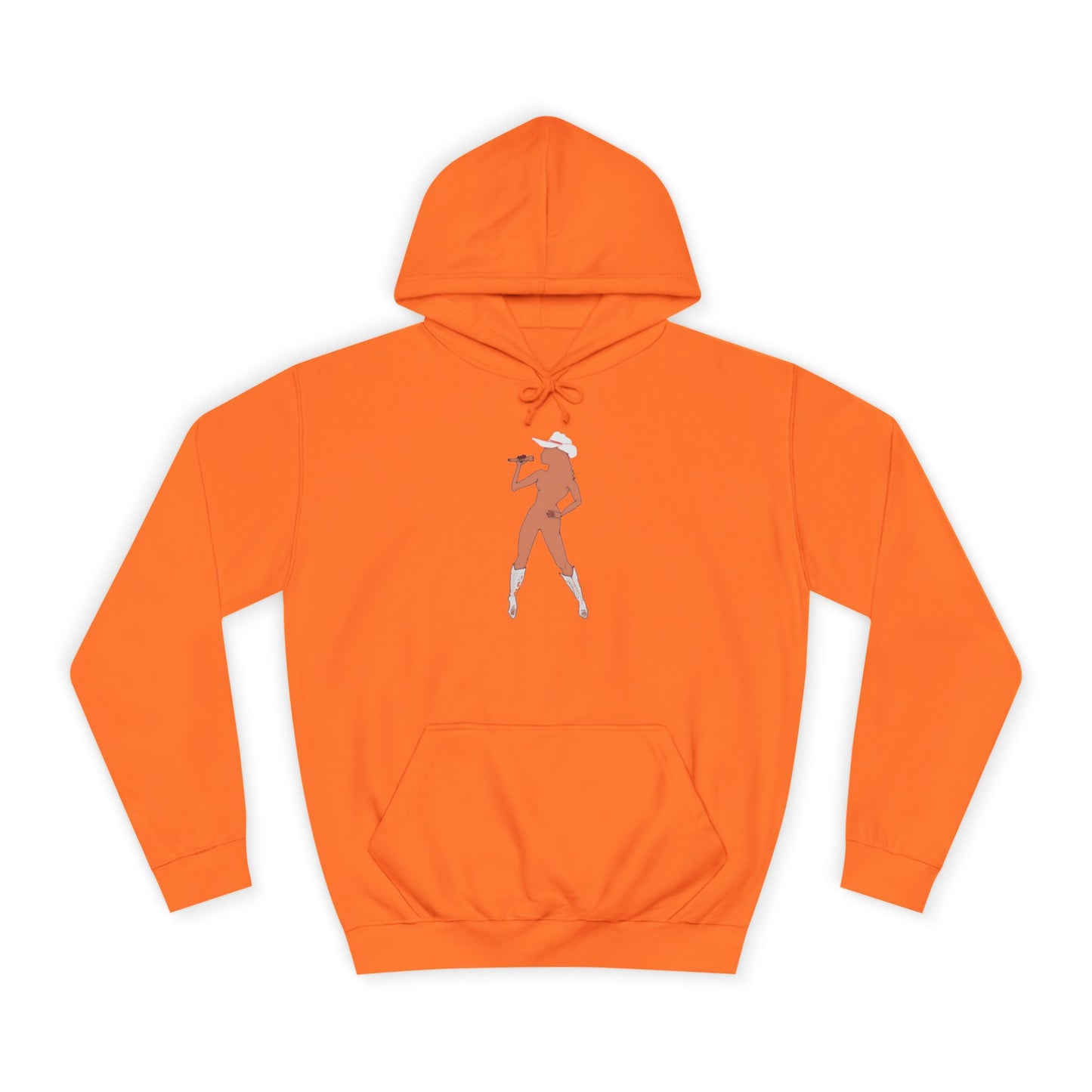  Orange Bey Country Hoodie flat back view hood up.