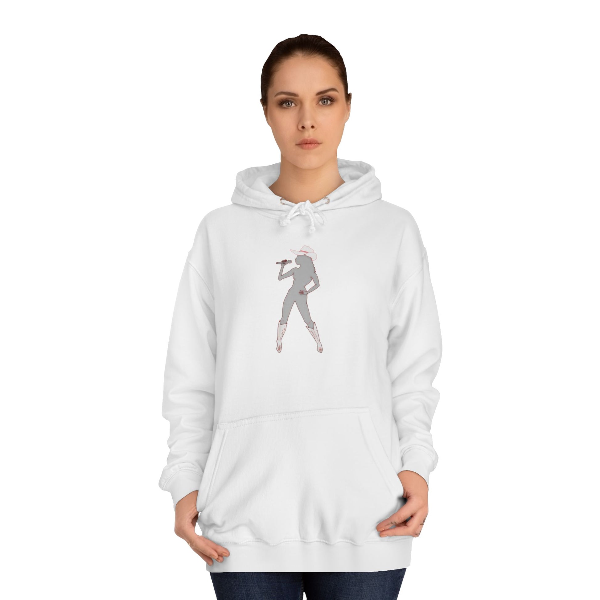 White Bey Country Hoodie on model alternate front pose studio.