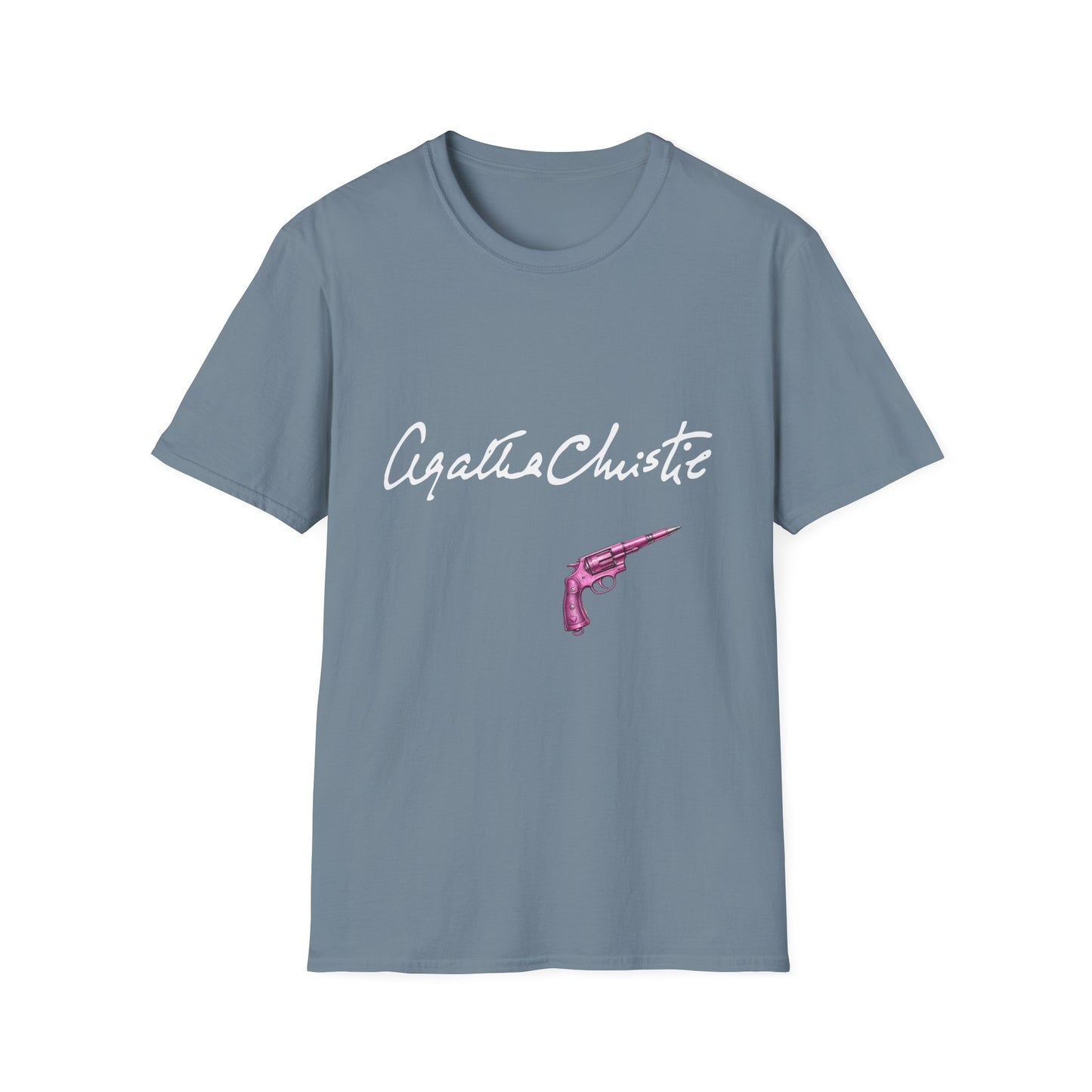 agatha christie shirt blue unisex graphic tee front view