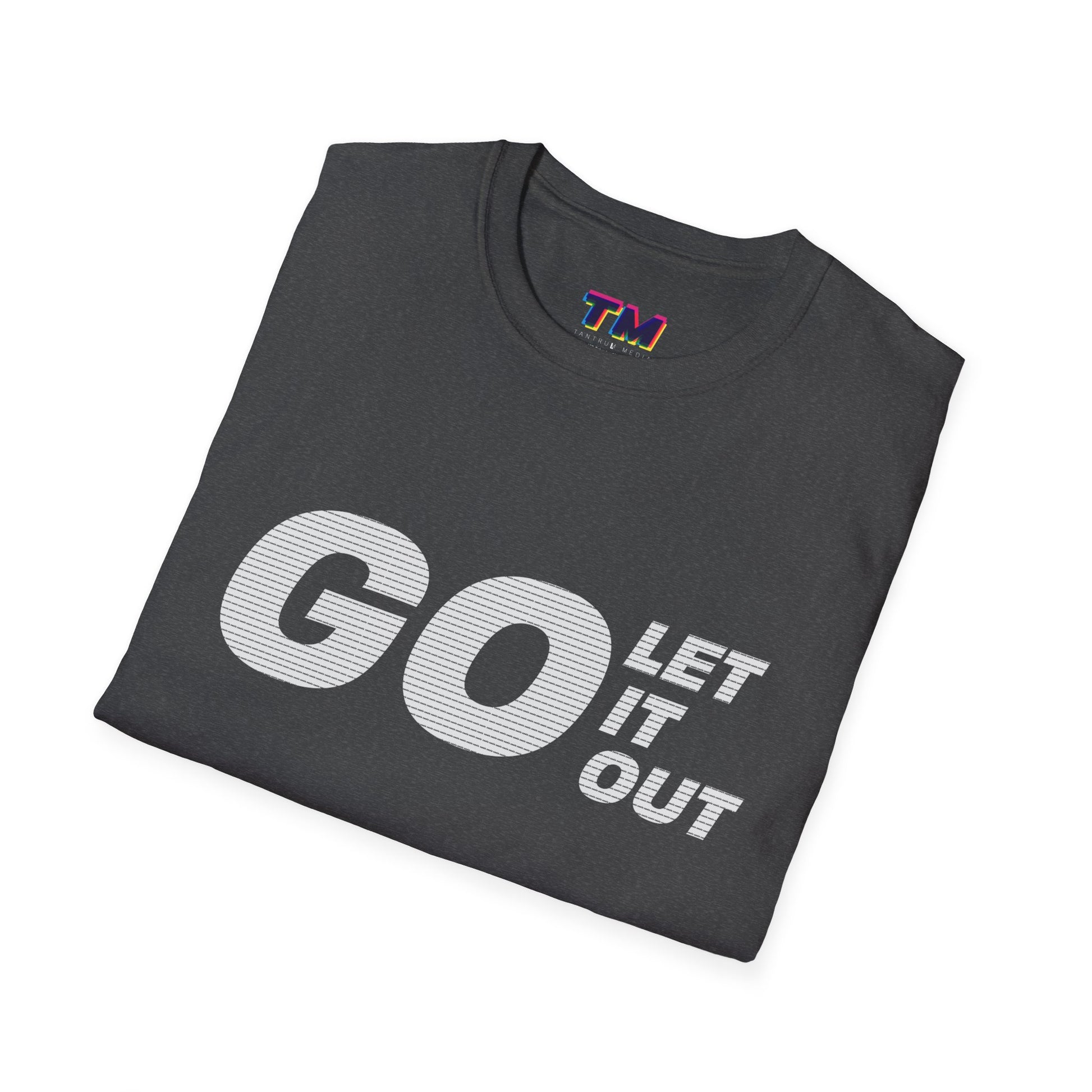 Gray Oasis Go Let It Out T-shirt flat lay mockup