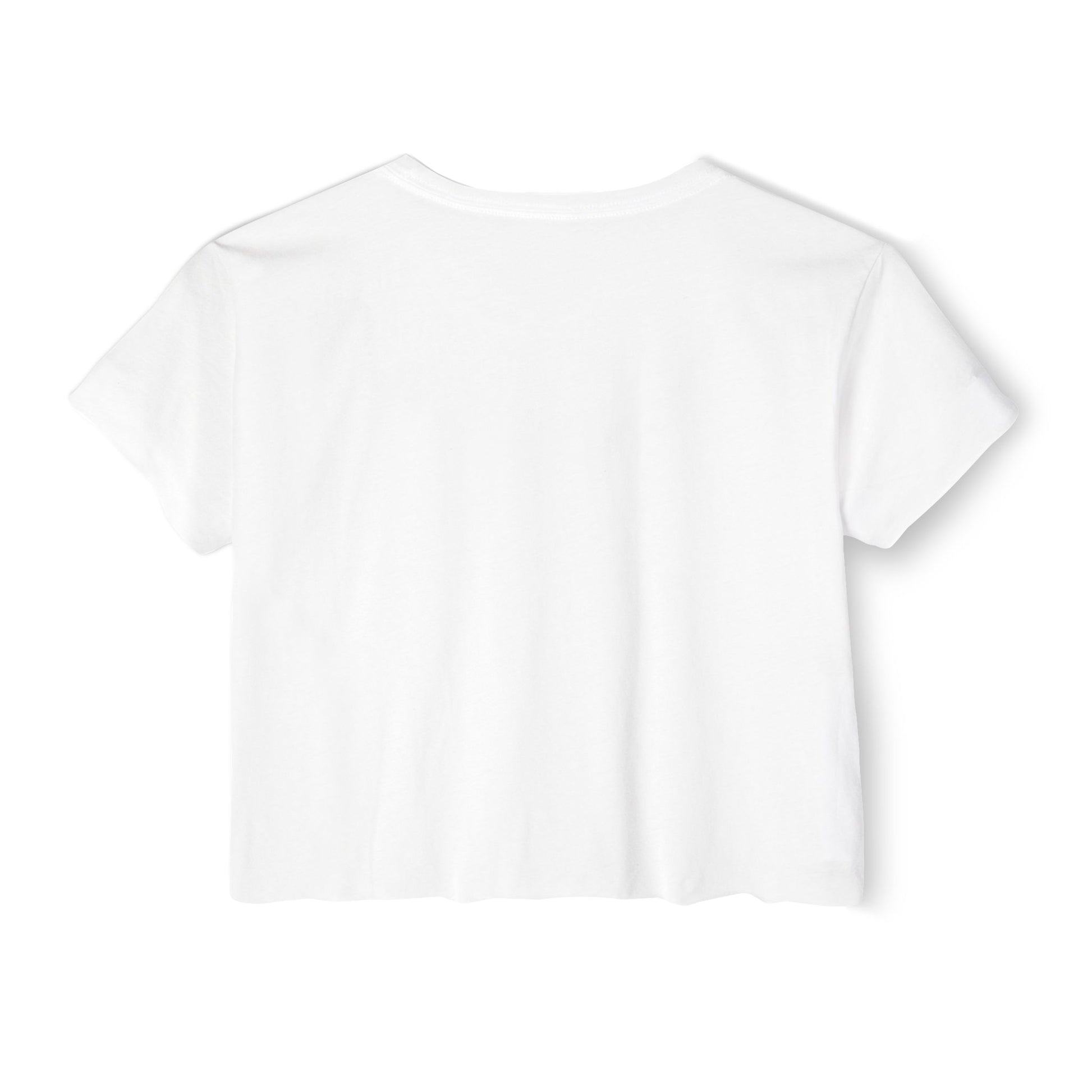 back view women’s cropped t-shirt relaxed fit plain white