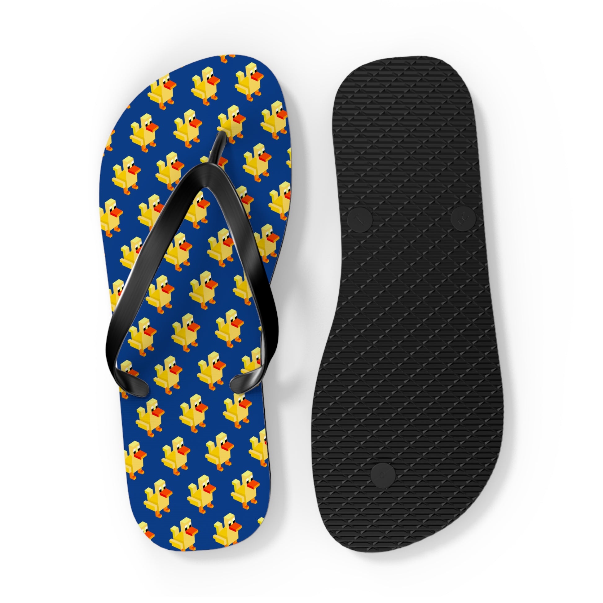 Bottom sole view of EVA flip flops with black textured base