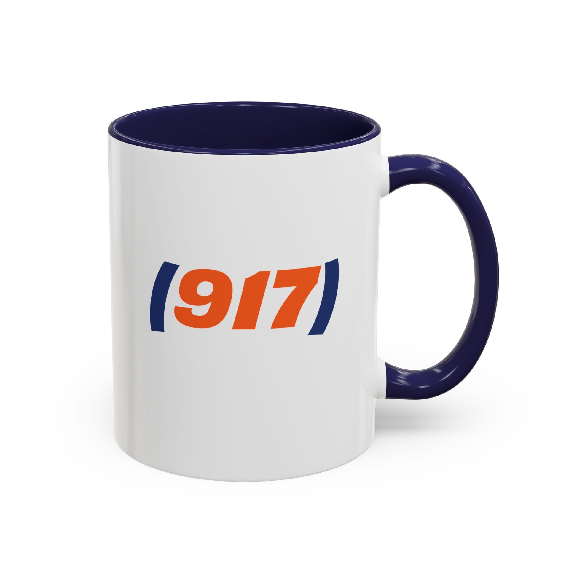 917 New York coffee mug angled front view ceramic NYC area code mug minimalist design