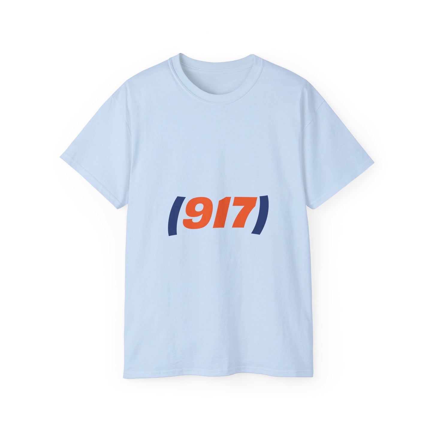 917 New York t-shirt blue front view minimalist streetwear graphic tee NYC design