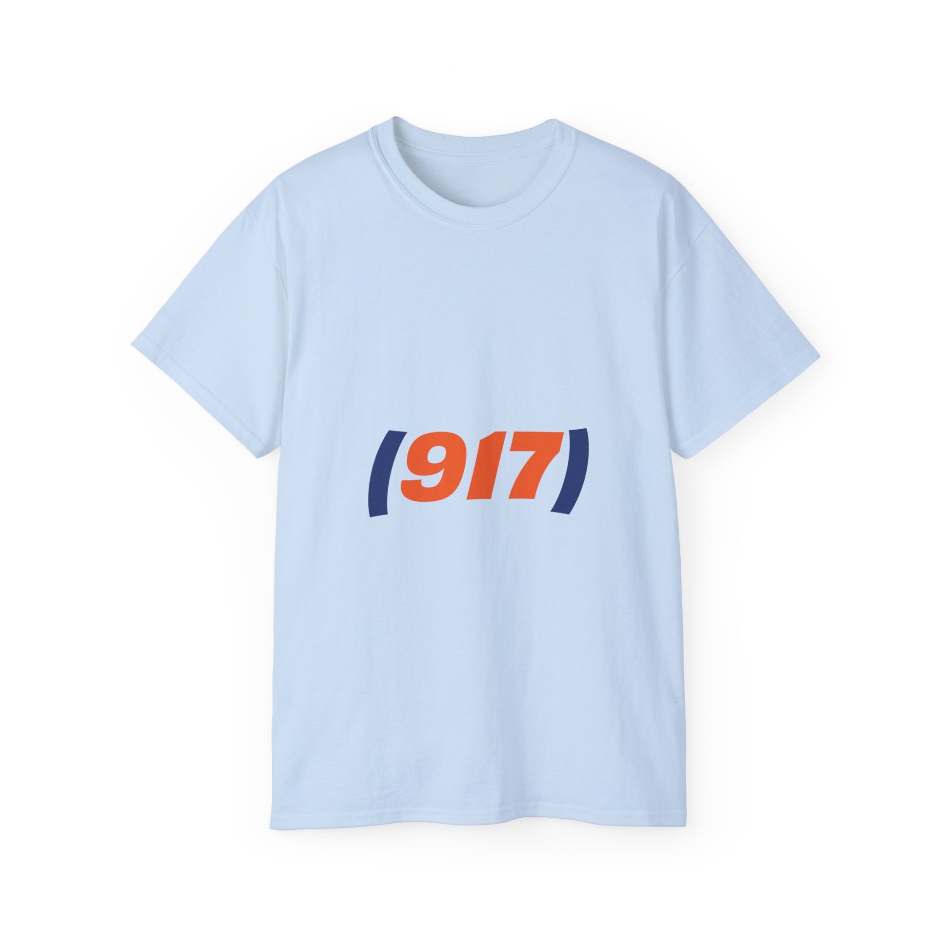 917 New York t-shirt blue front view minimalist streetwear graphic tee NYC design