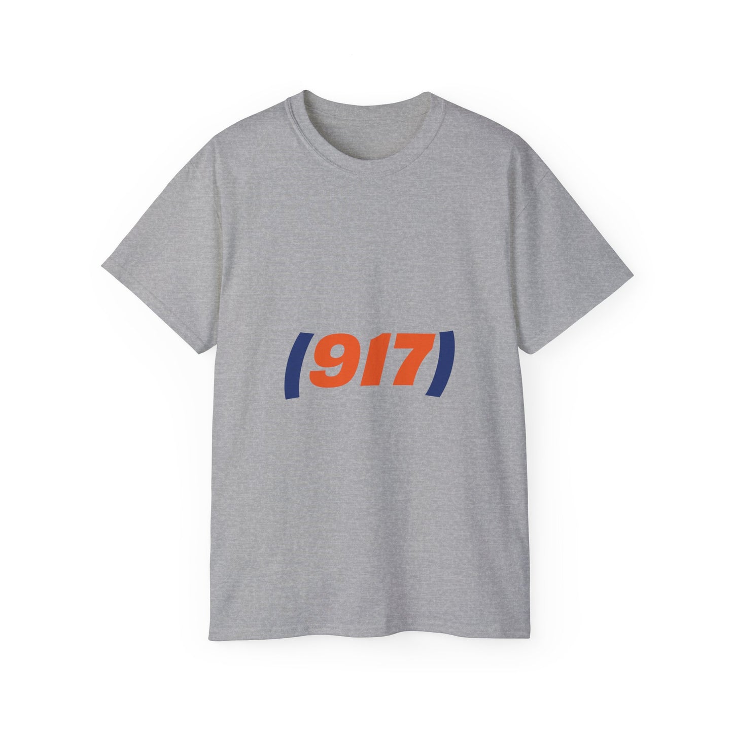 917 New York t-shirt grey front view streetwear graphic tee NYC area code