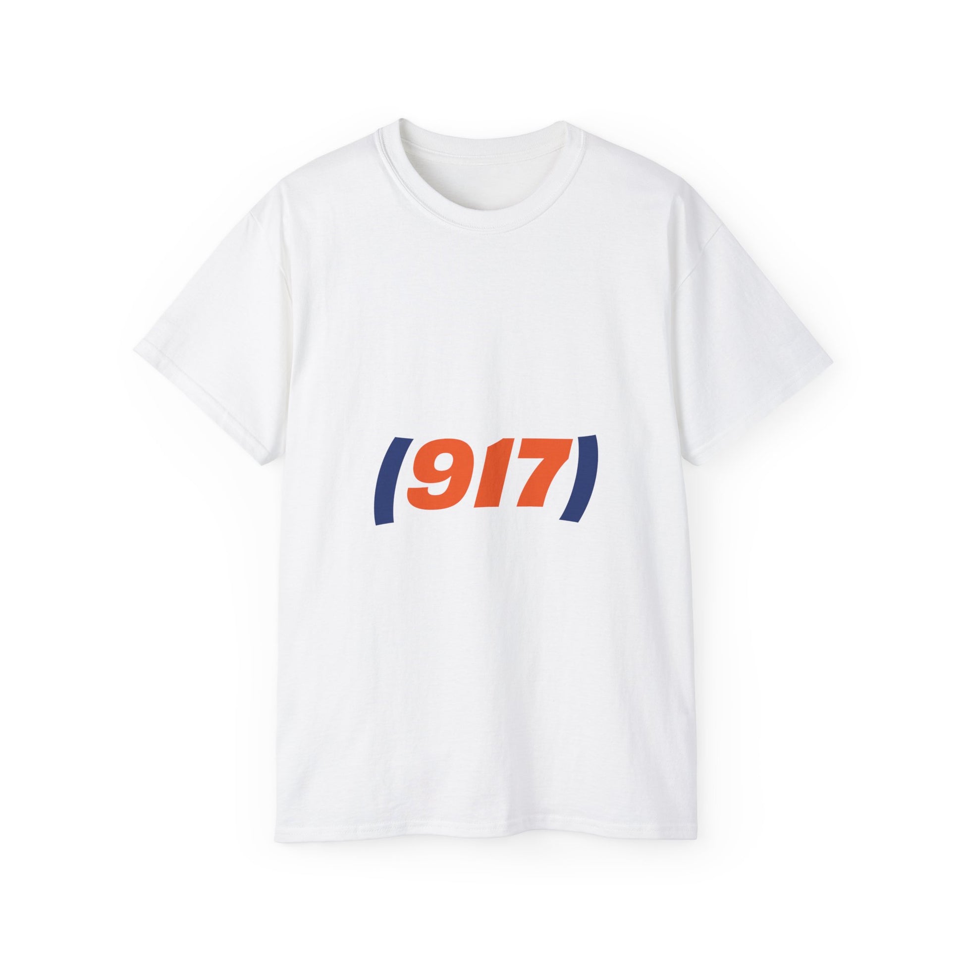917 New York t-shirt white front view minimalist NYC area code graphic tee